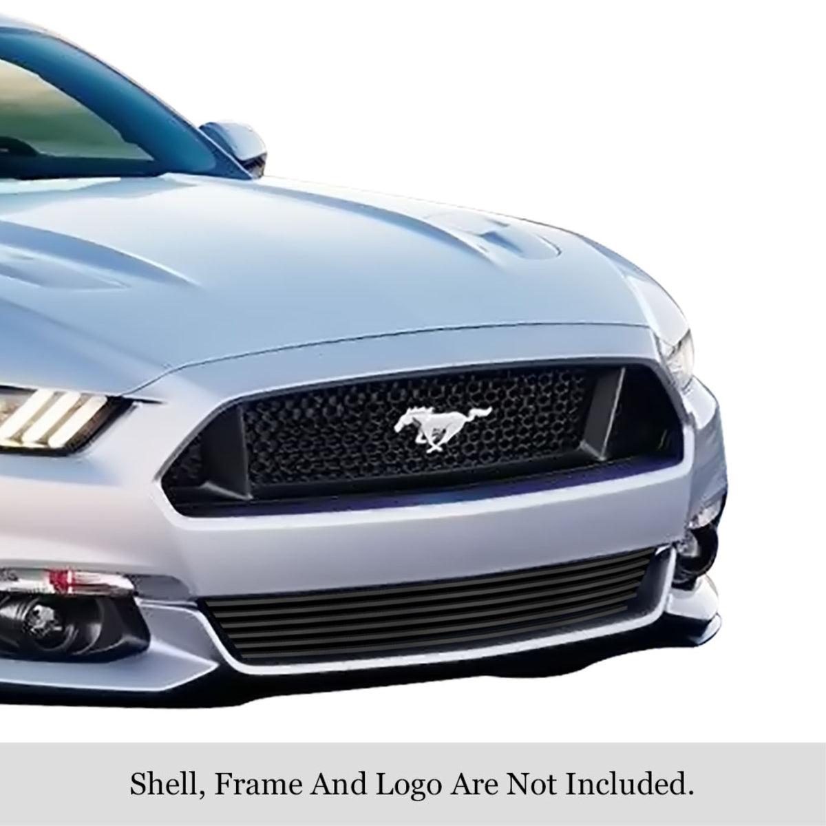 2015-2017 Ford Mustang Gt V8 Stainless Steel Black Powder Coated Finish 8X6 Horizontal Billet Black Stainless Steel Billet Grille