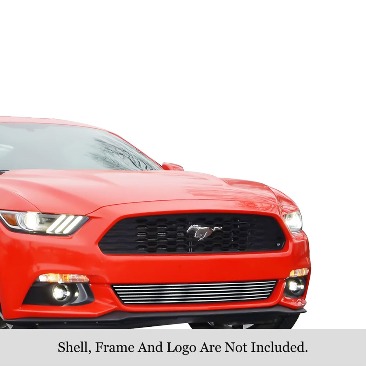 2015-2017 Ford Mustang Gt V8 304 Stainless Steel Polished Finish 8X6 Horizontal Billet Stainless Steel Billet Grille