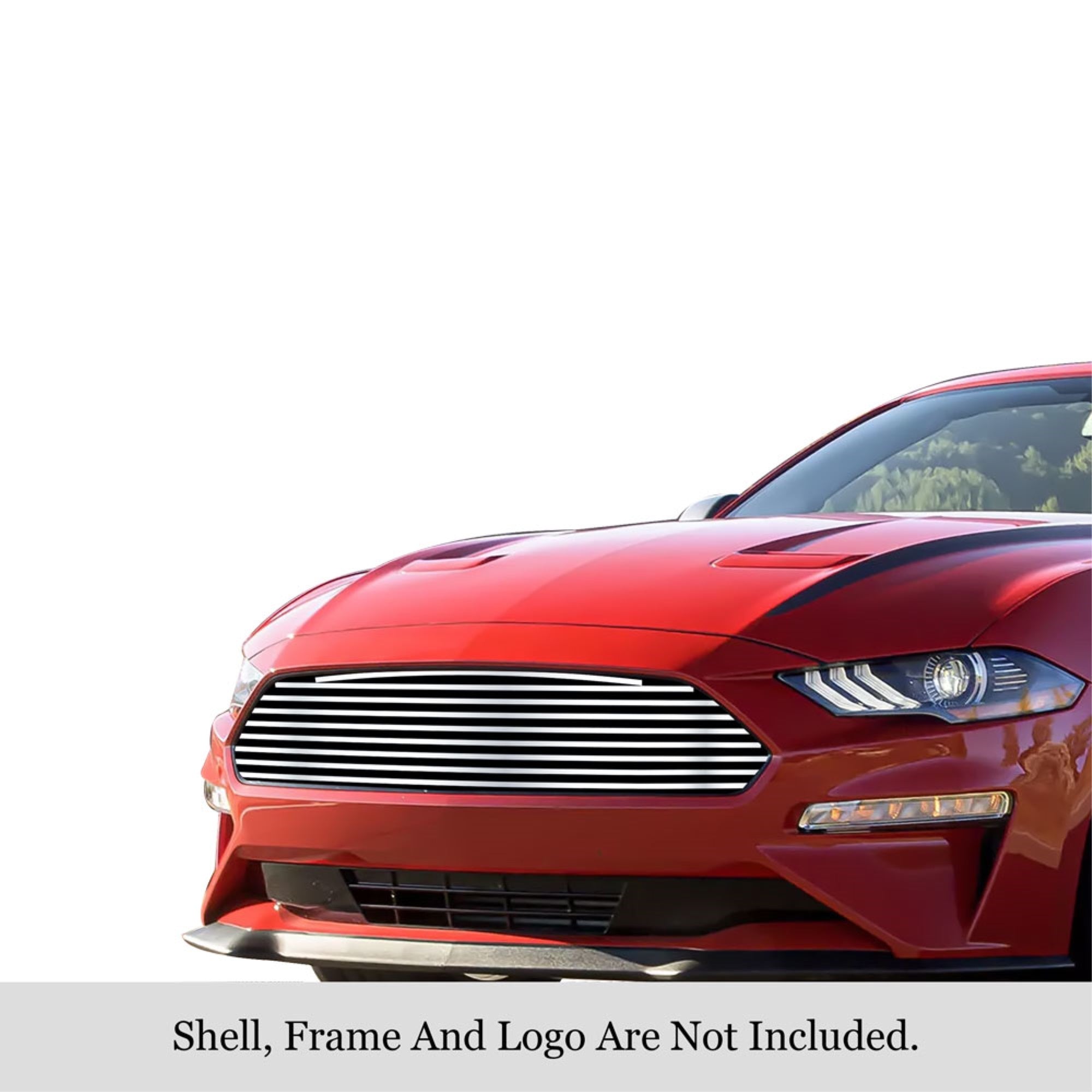 2018-2021 Ford Mustang Only For Ecoboost Models 304 Stainless Steel Polished Finish 8X6 Horizontal Billet Stainless Steel Billet Grille