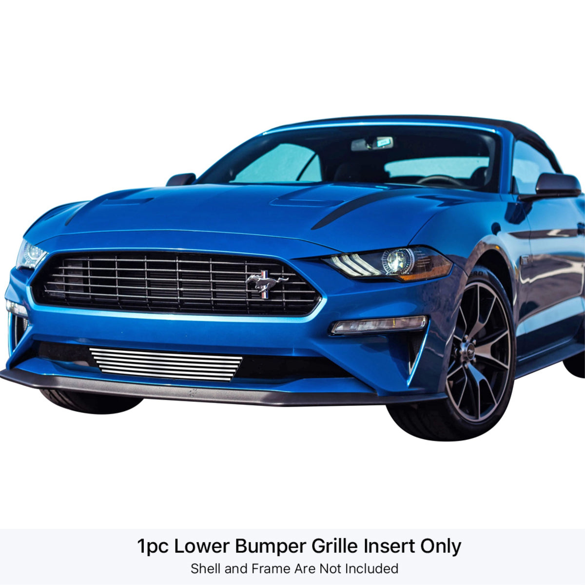 2018-2021 Ford Mustang 304 Stainless Steel Polished Finish 8X6 Horizontal Billet Stainless Steel Billet Grille