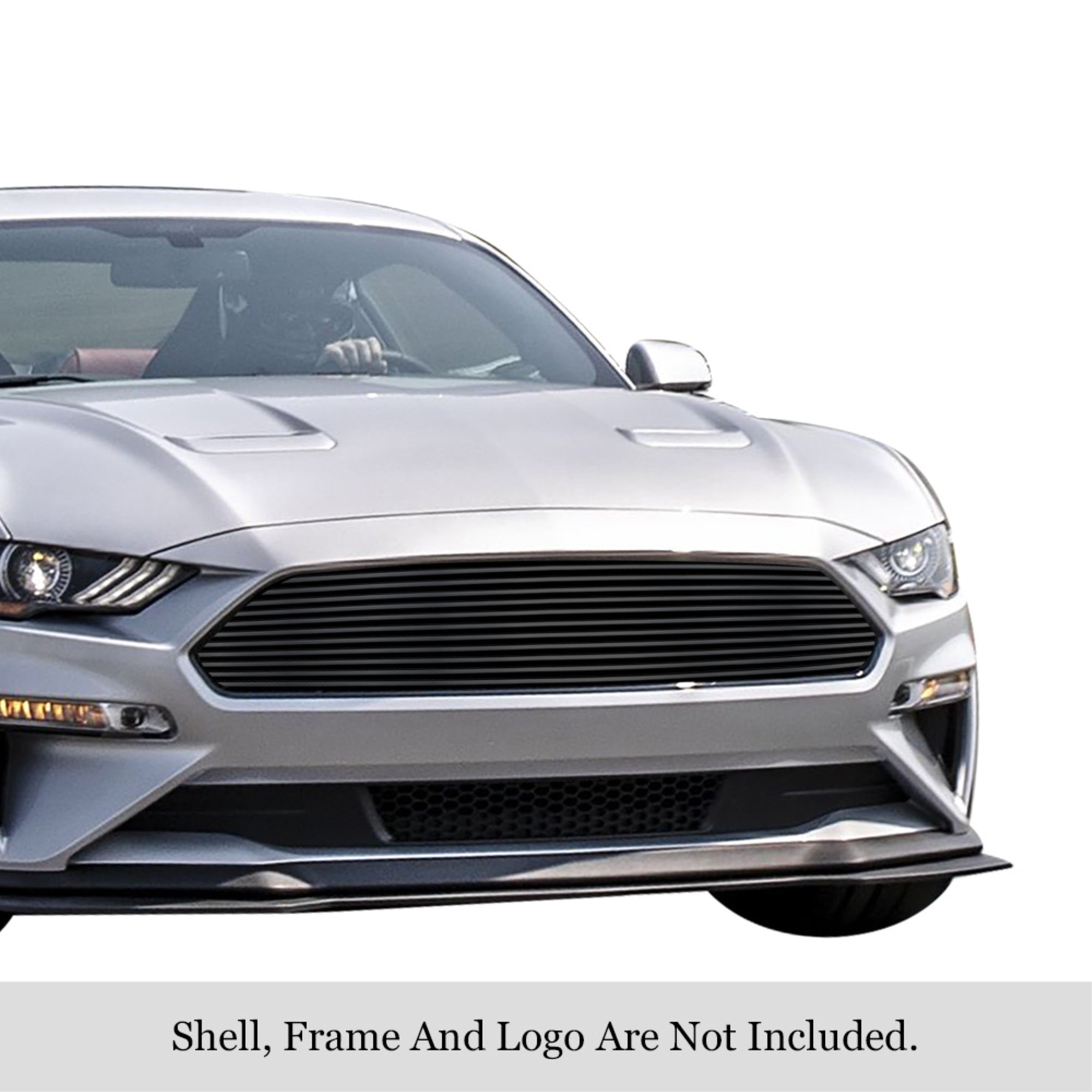 2018-2021 Ford Mustang Only For V8 Gt Models Stainless Steel Black Powder Coated Finish Horizontal Billet Black Stainless Steel Billet Grille