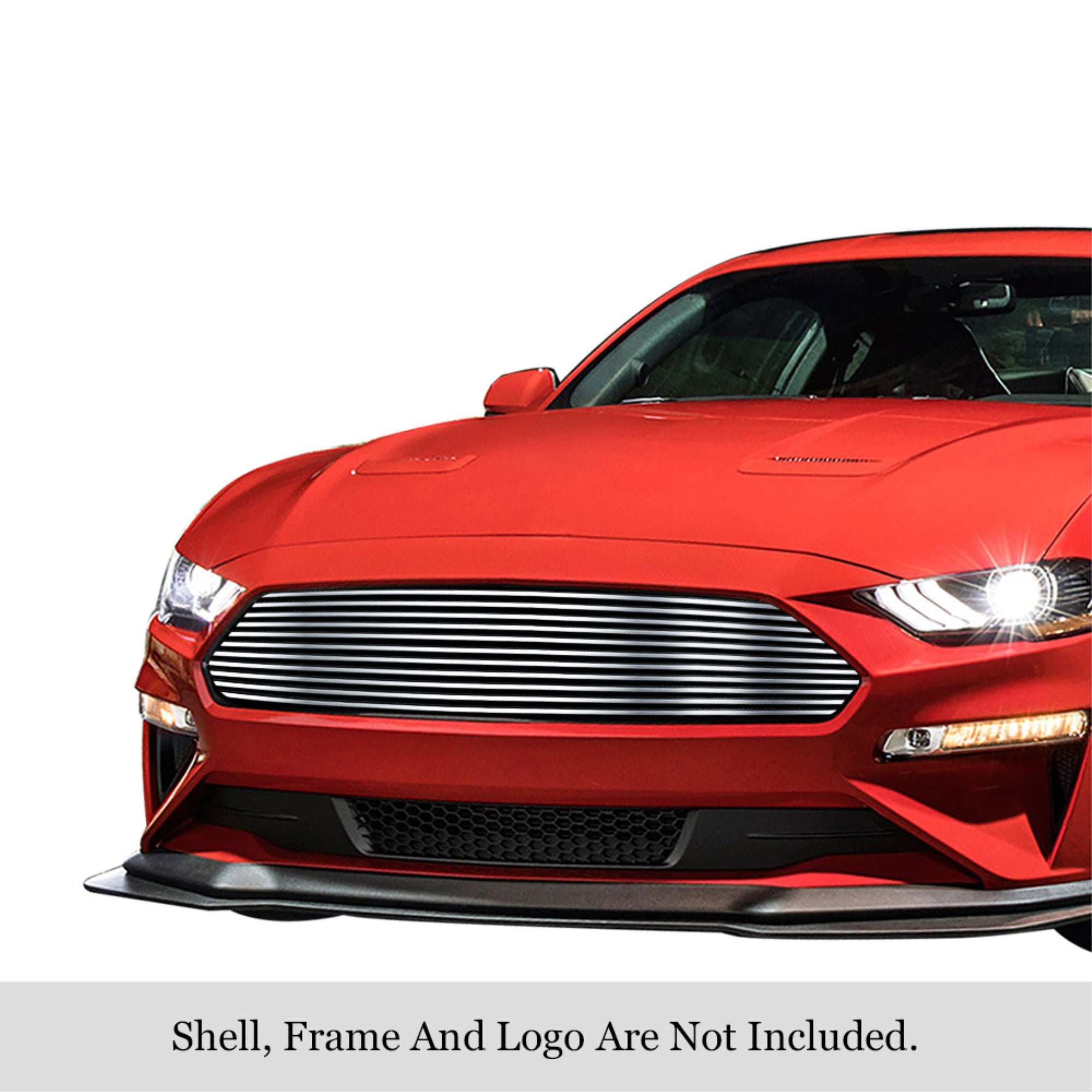 2018-2021 Ford Mustang Only For V8 Gt Models 304 Stainless Steel Polished Finish Horizontal Billet Stainless Steel Billet Grille