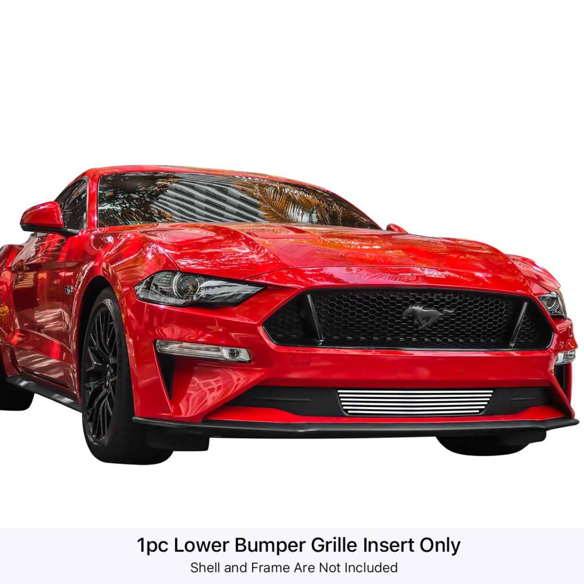 2018-2021 Ford Mustang Only For V8 Gt Models 304 Stainless Steel Polished Finish 8X6 Horizontal Billet Stainless Steel Billet Grille