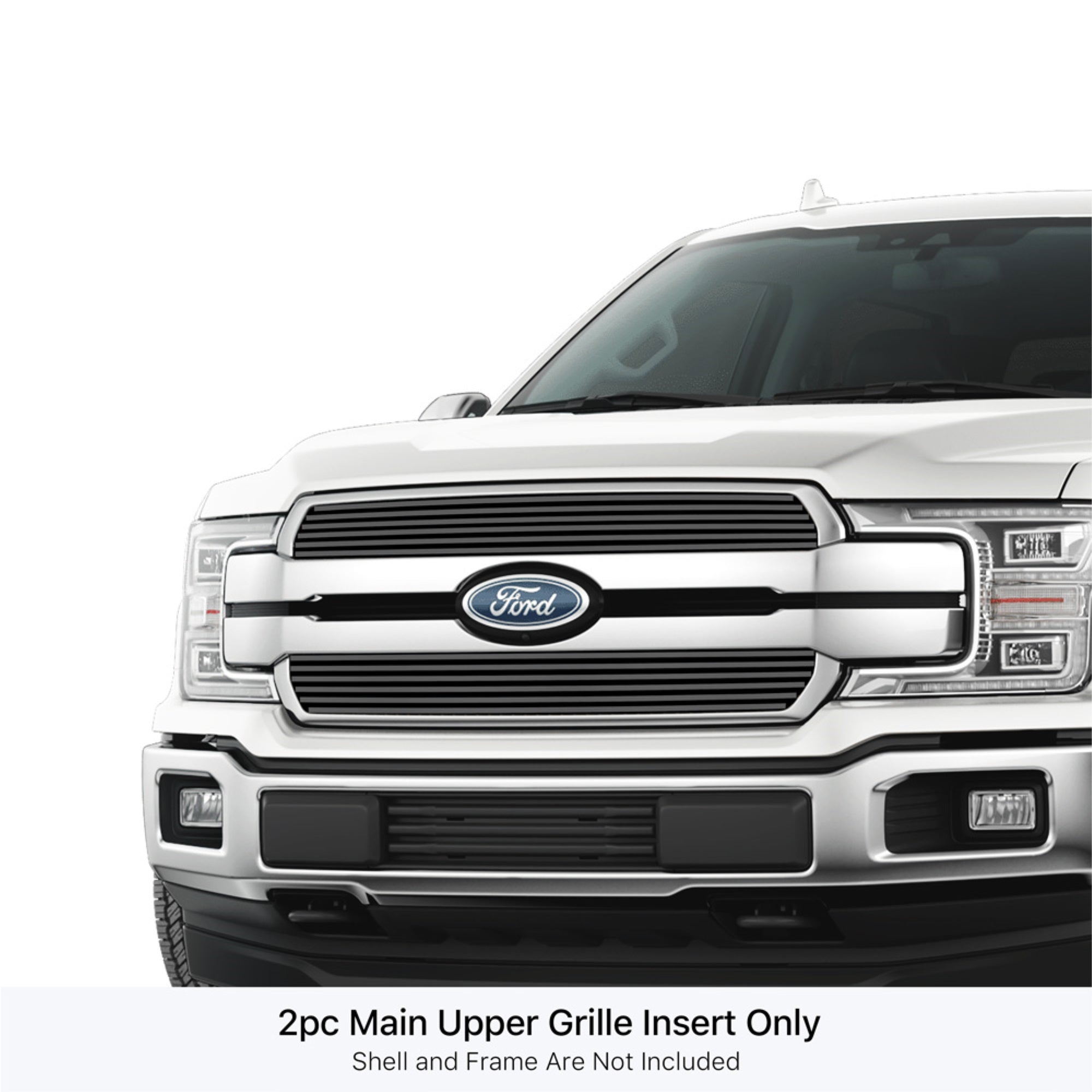 2018-2020 Ford F-150 King Ranch Square Mesh Style/2018-2020 Ford F-150 Plantium Square Mesh Style Stainless Steel Black Powder Coated Finish 8X6 Horizontal Billet Black Stainless Steel Billet Grille