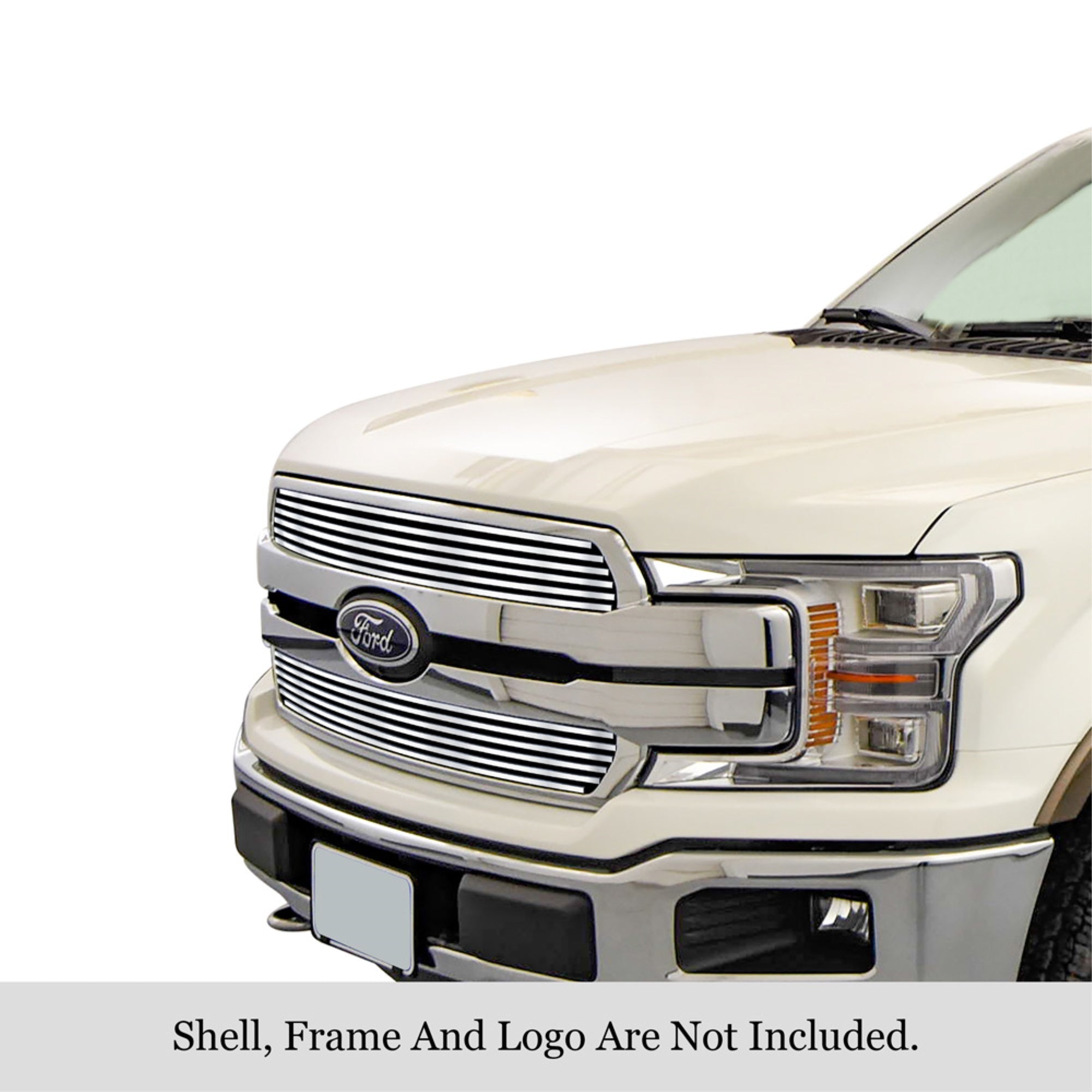 2018-2020 Ford F-150 King Ranch Square Mesh Style/2018-2020 Ford F-150 Plantium Square Mesh Style 304 Stainless Steel Polished Finish 8X6 Horizontal Billet Stainless Steel Billet Grille