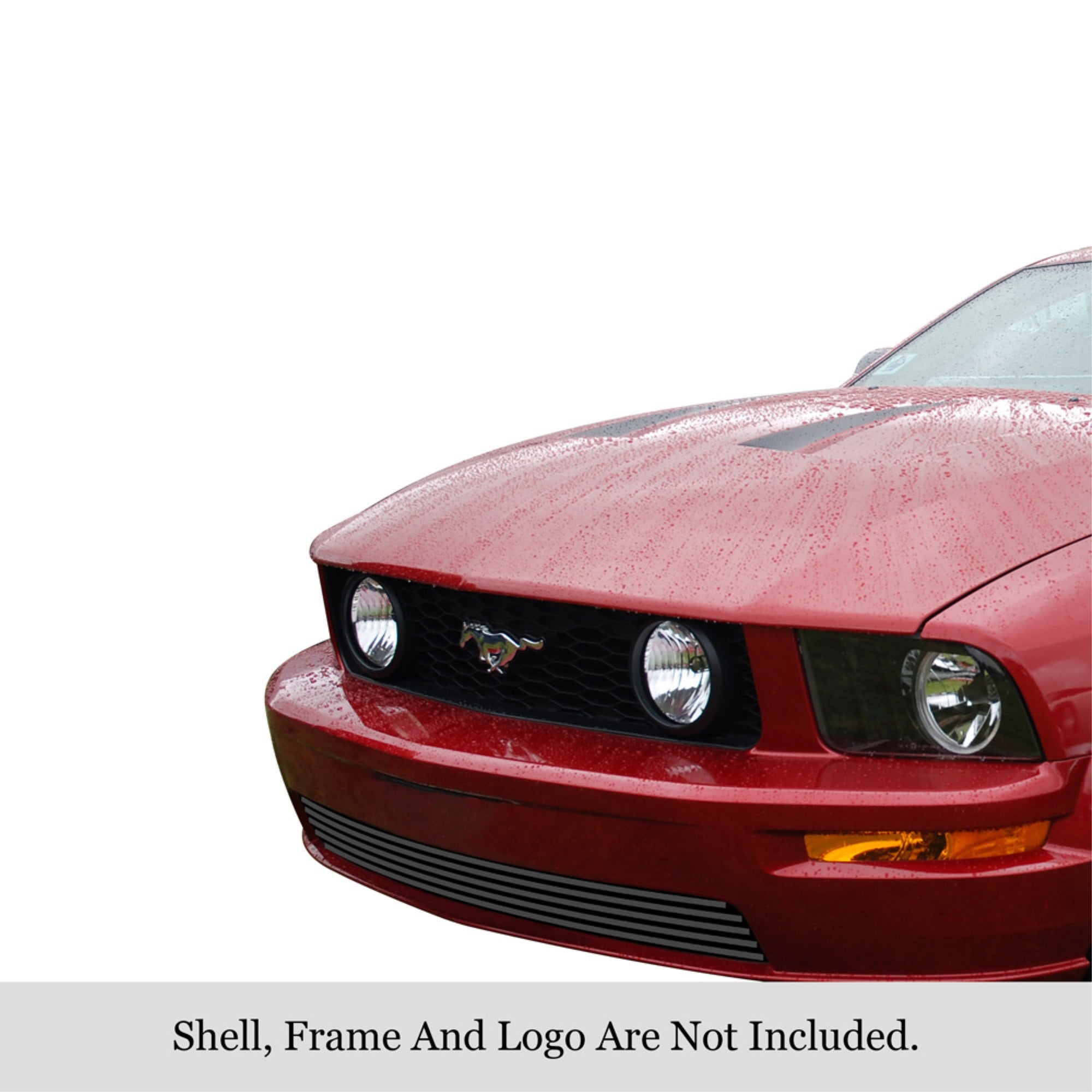 2010-2012 Ford Mustang Gt V8 Not For Roush Bumper Stainless Steel Black Powder Coated Finish 8X6 Horizontal Billet Black Stainless Steel Billet Grille