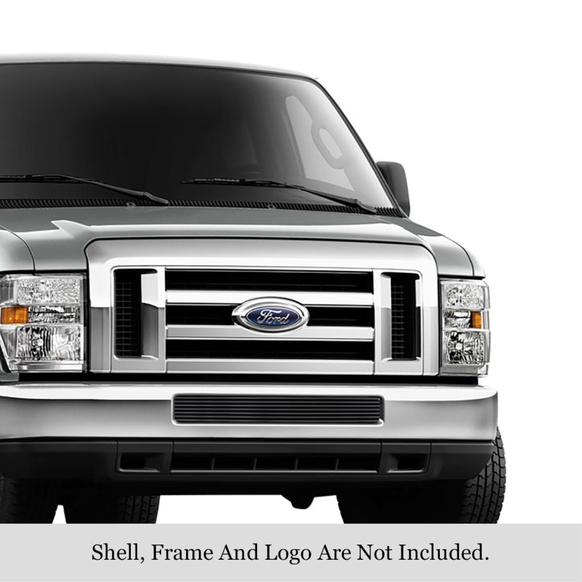 2008-2014 Ford Econoline /2008-2014 Ford E-Series Stainless Steel Black Powder Coated Finish 8X6 Horizontal Billet Black Stainless Steel Billet Grille