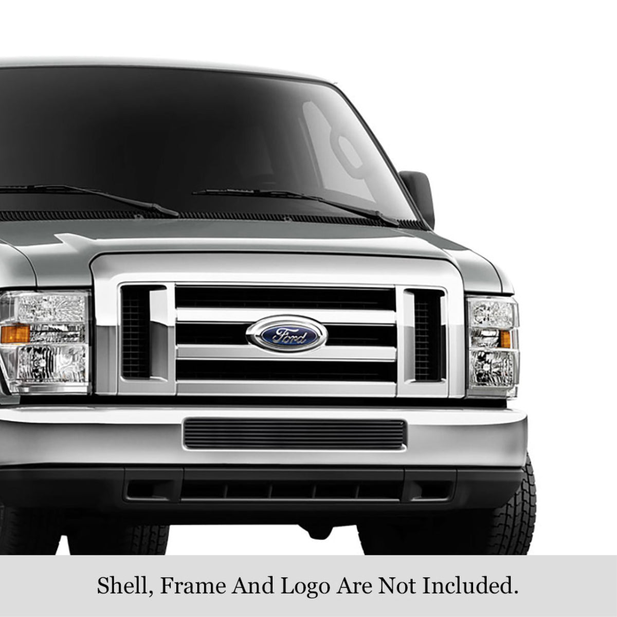 2008-2014 Ford Econoline /2008-2014 Ford E-Series Stainless Steel Black Powder Coated Finish 8X6 Horizontal Billet Black Stainless Steel Billet Grille