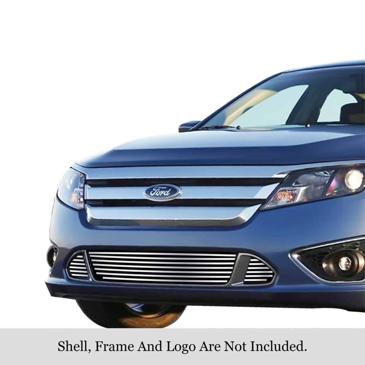 2010-2012 Ford Fusion Sport 304 Stainless Steel Polished Finish 8X6 Horizontal Billet Stainless Steel Billet Grille