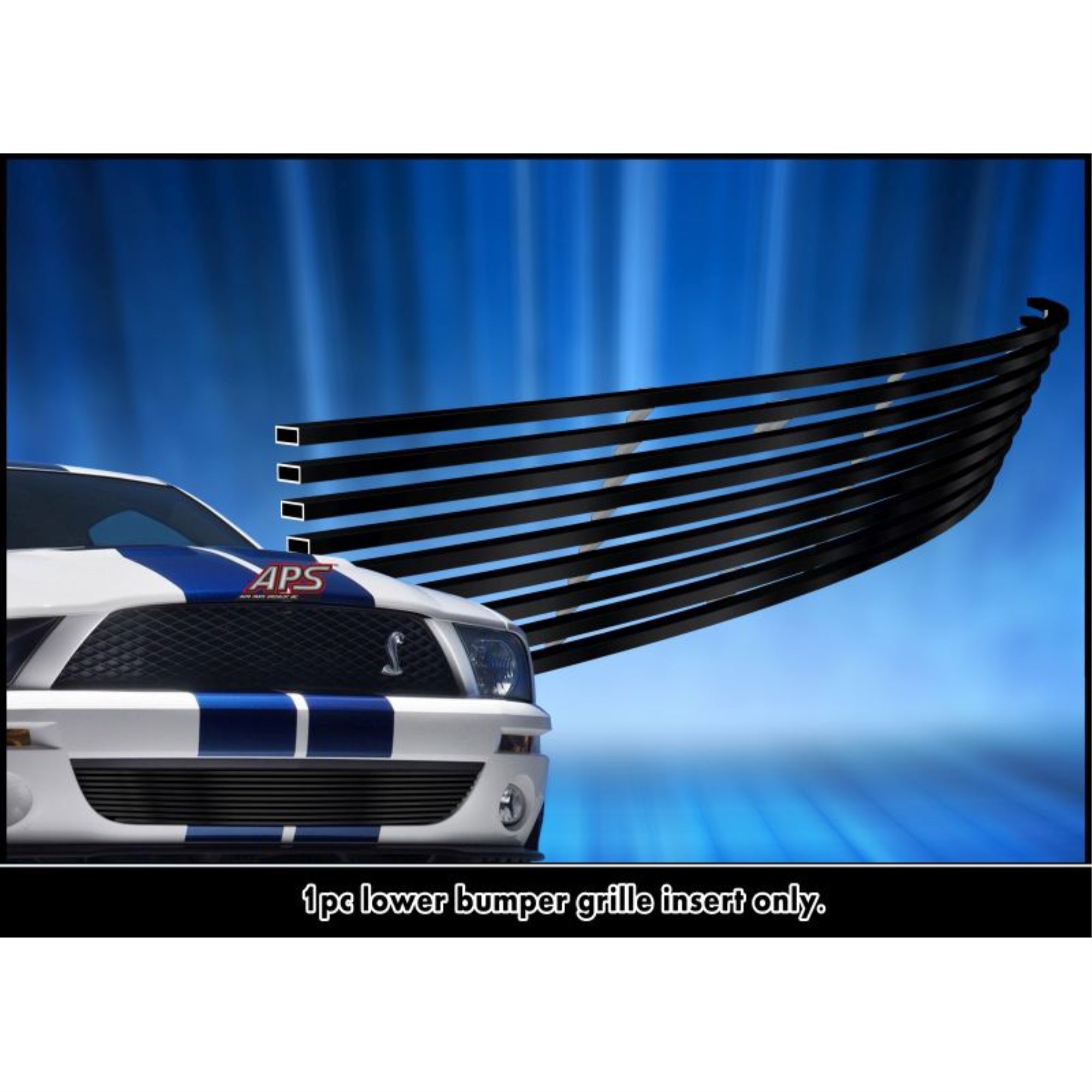 2007-2009 Ford Shelby Gt 500 Stainless Steel Black Powder Coated Finish 8X6 Horizontal Billet Black Stainless Steel Billet Grille