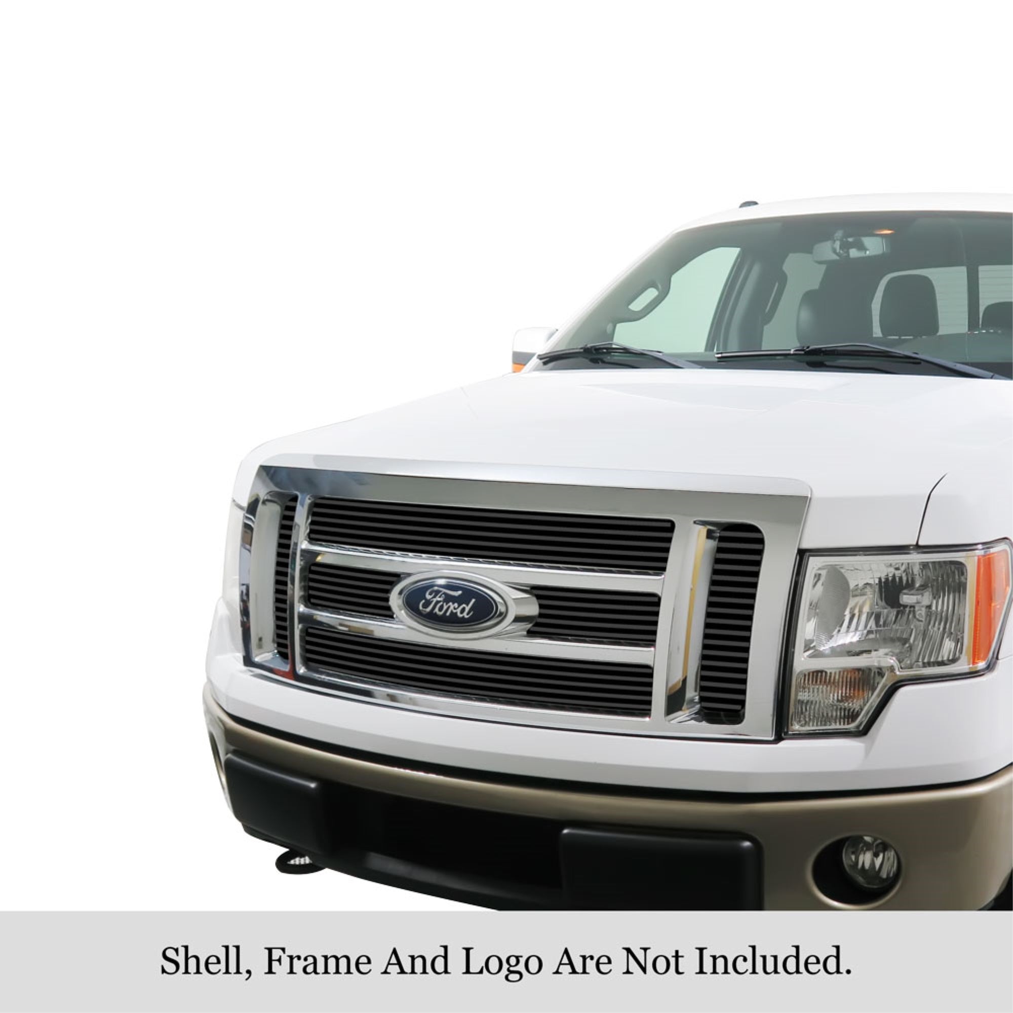 2009-2012 Ford F-150 Lariat /2009-2012 Ford F-150 King Ranch Stainless Steel Black Powder Coated Finish 8X6 Horizontal Billet Black Stainless Steel Billet Grille