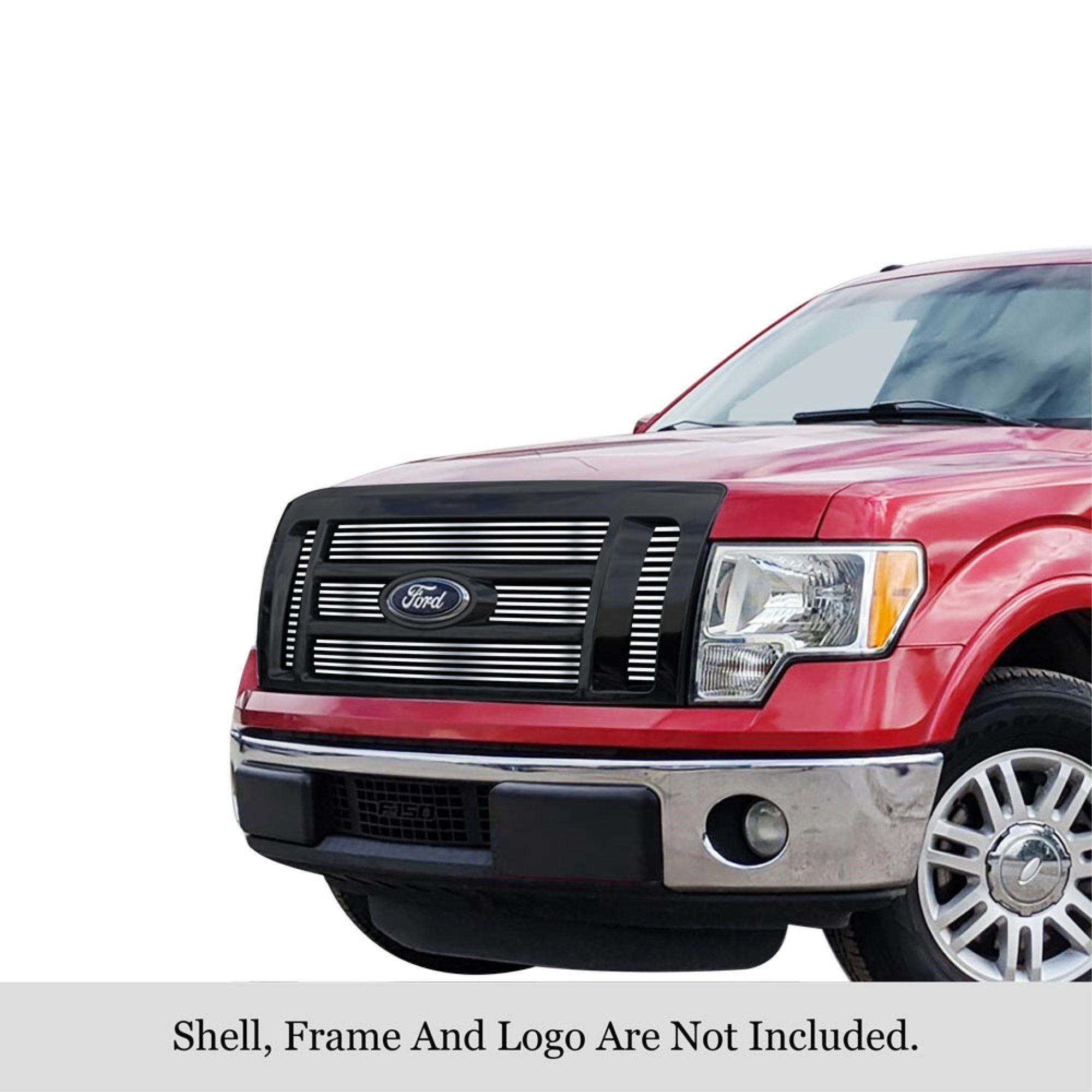 2009-2012 Ford F-150 Lariat /2009-2012 Ford F-150 King Ranch 304 Stainless Steel Polished Finish 8X6 Horizontal Billet Stainless Steel Billet Grille