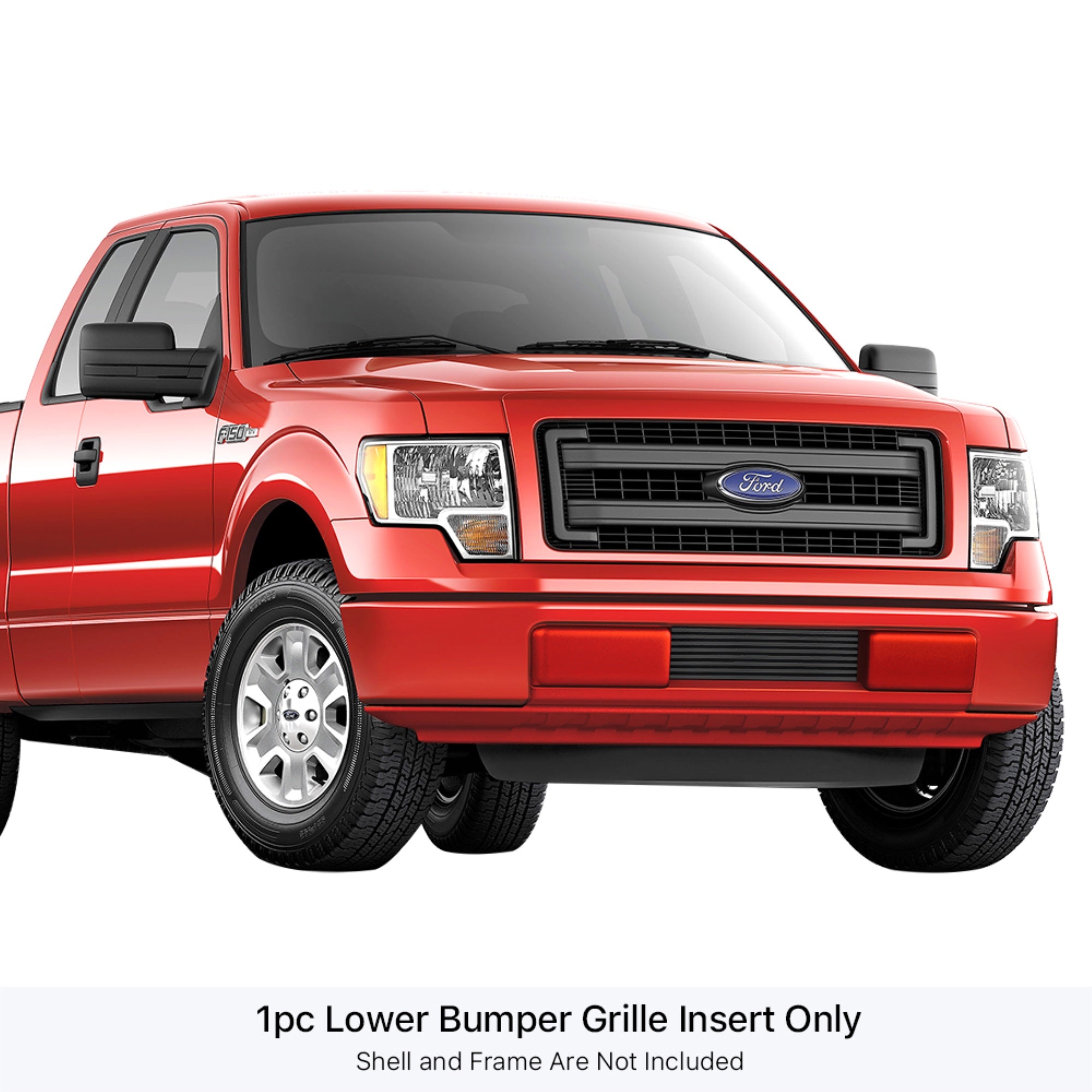 2009-2014 Ford F-150 (Not For Harley Davidson And Raptor) Stainless Steel Black Powder Coated Finish 8X6 Horizontal Billet Black Stainless Steel Billet Grille