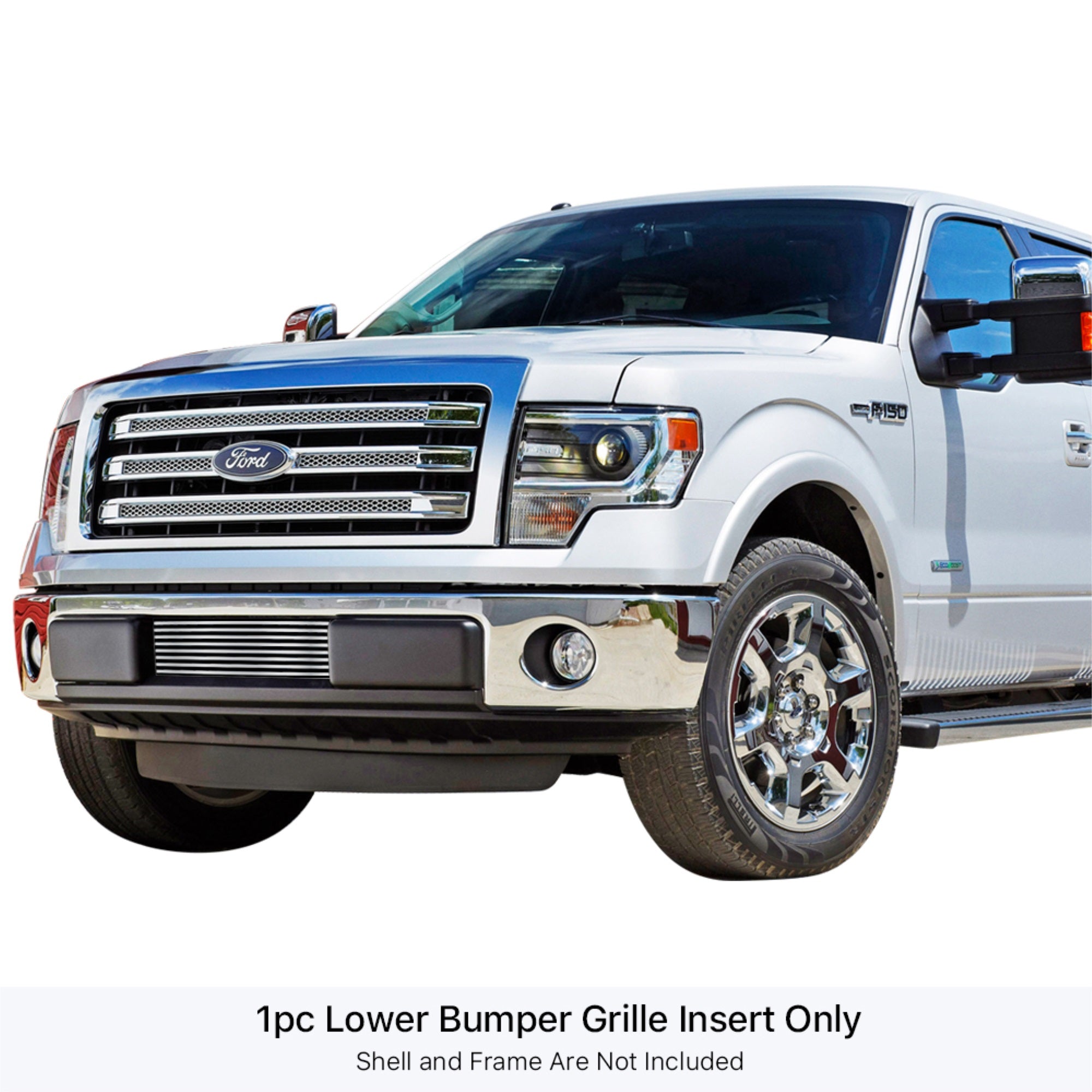 2009-2014 Ford F-150 (Not For Harley Davidson And Raptor) 304 Stainless Steel Polished Finish 8X6 Horizontal Billet Stainless Steel Billet Grille