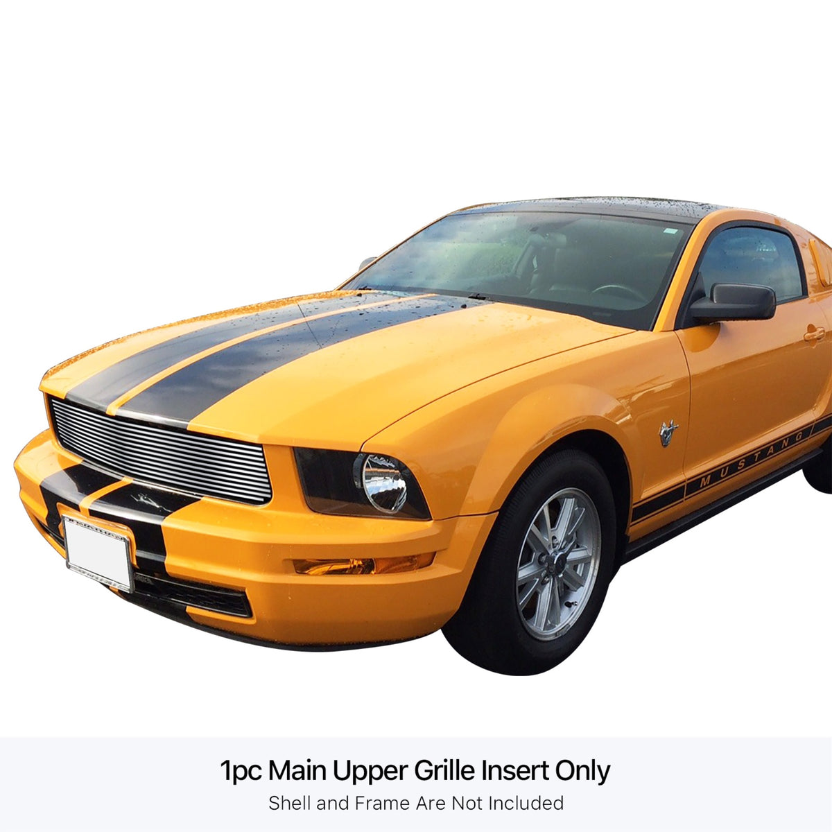 Stainless Steel Main Upper Stainless Steel Billet Grille 2005-2009 Ford Mustang V6 Except Pony Package