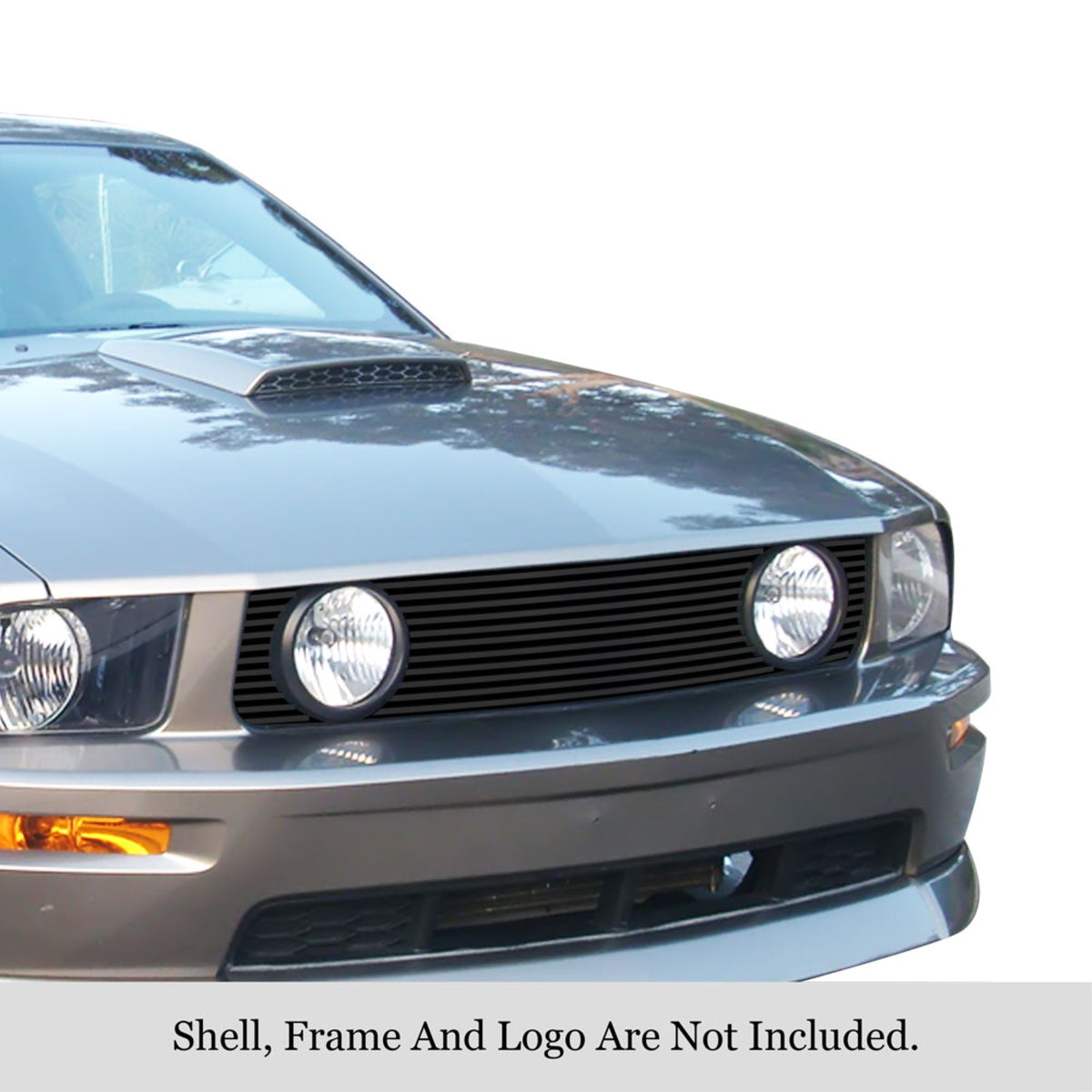 2005-2009 Ford Mustang Gt V8 Stainless Steel Black Powder Coated Finish 8X6 Horizontal Billet Black Stainless Steel Billet Grille