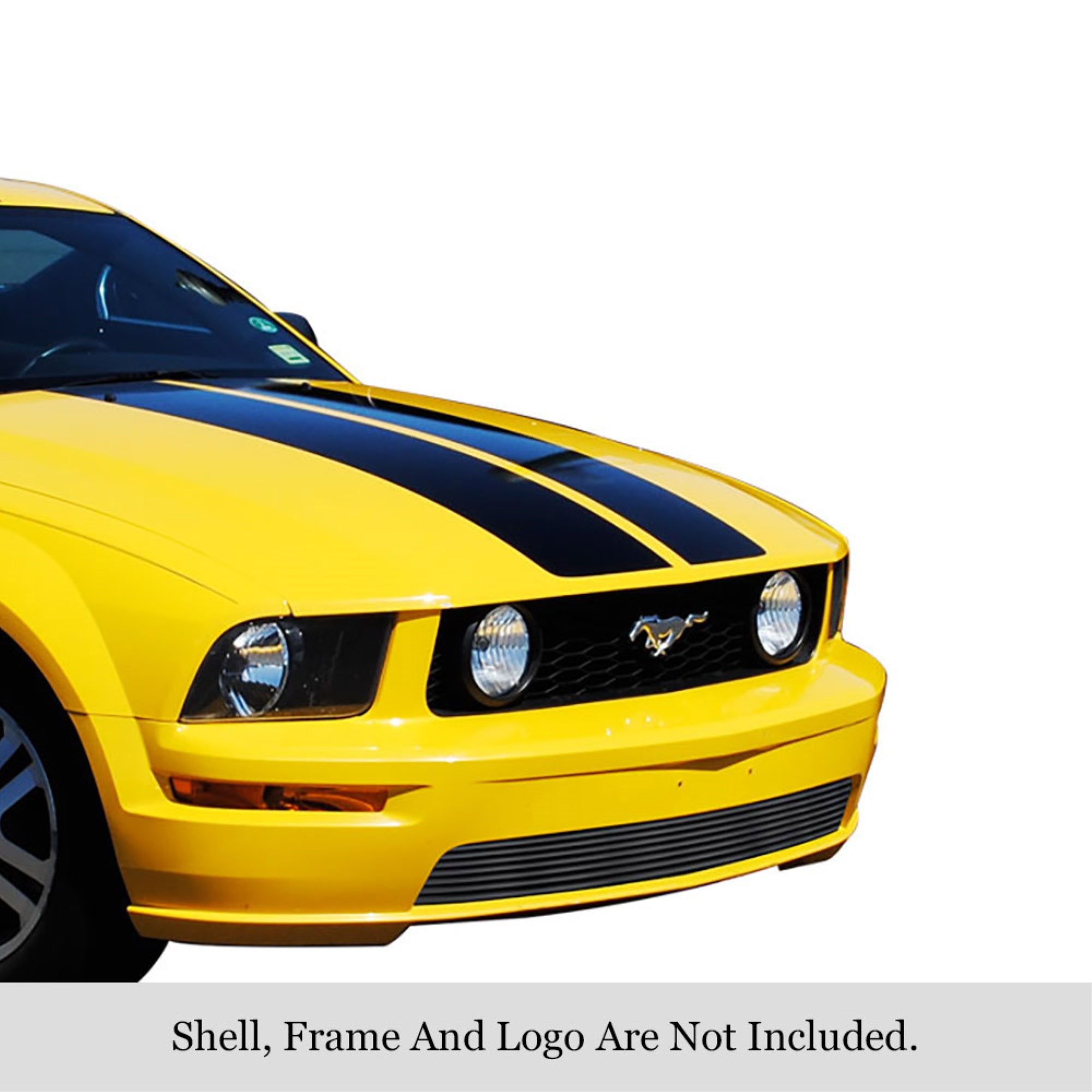 2005-2009 Ford Mustang Gt V8 Not For California Edition Stainless Steel Black Powder Coated Finish 8X6 Horizontal Billet Black Stainless Steel Billet Grille