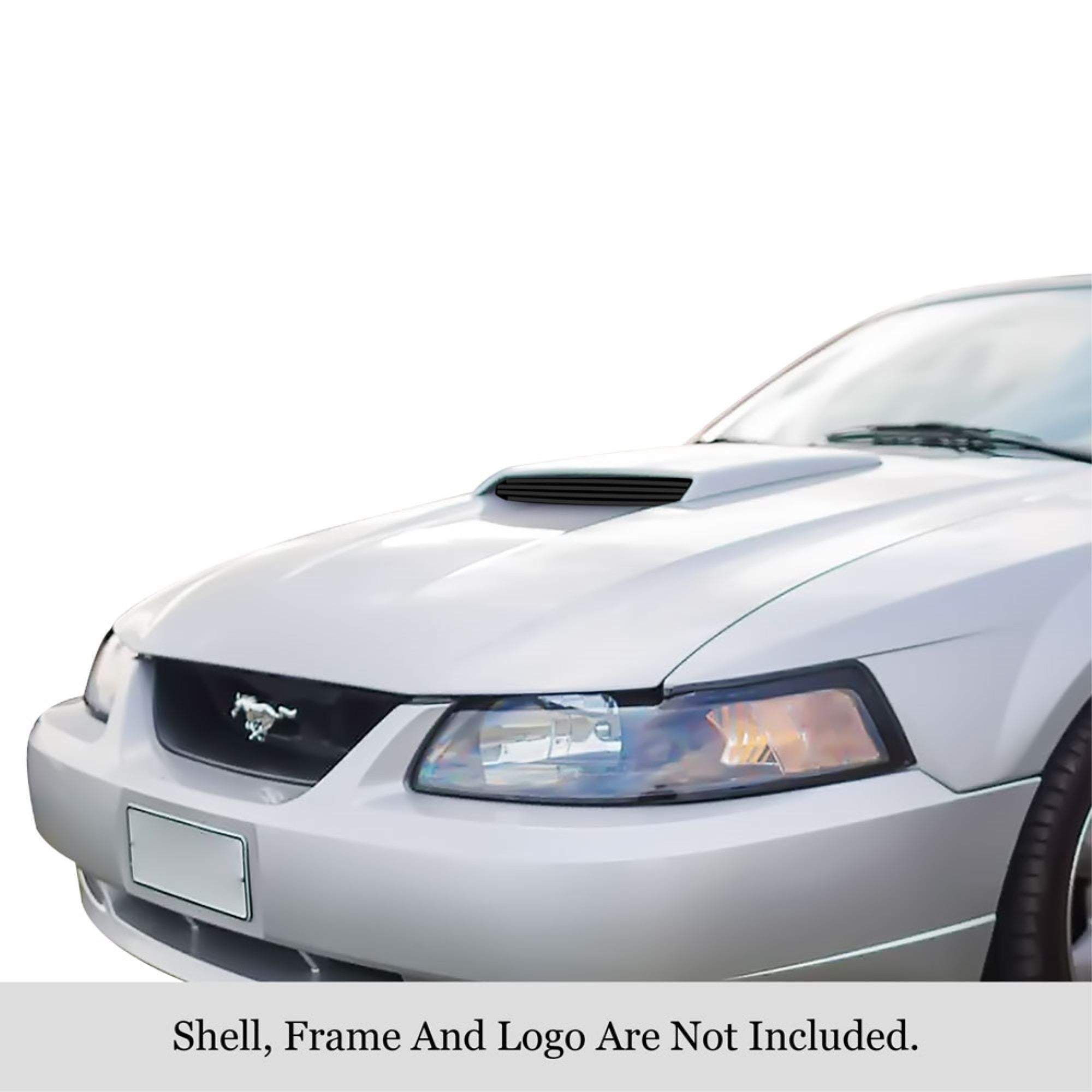 1999-2004 Ford Mustang Gt V8 Hood Scoop Stainless Steel Black Powder Coated Finish 8X6 Horizontal Billet Black Stainless Steel Billet Grille