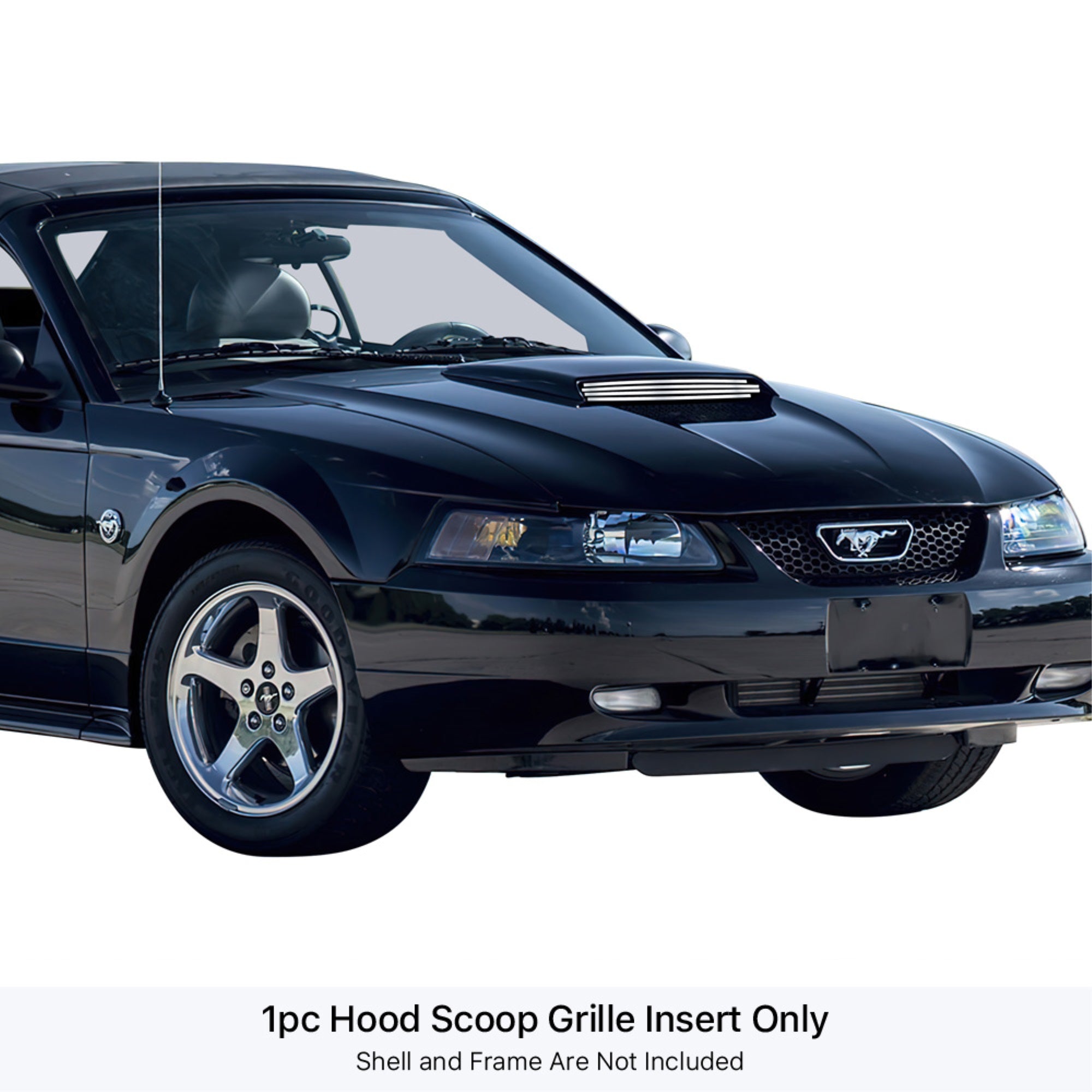 1999-2004 Ford Mustang Gt V8 Hood Scoop 304 Stainless Steel Polished Finish 8X6 Horizontal Billet Stainless Steel Billet Grille