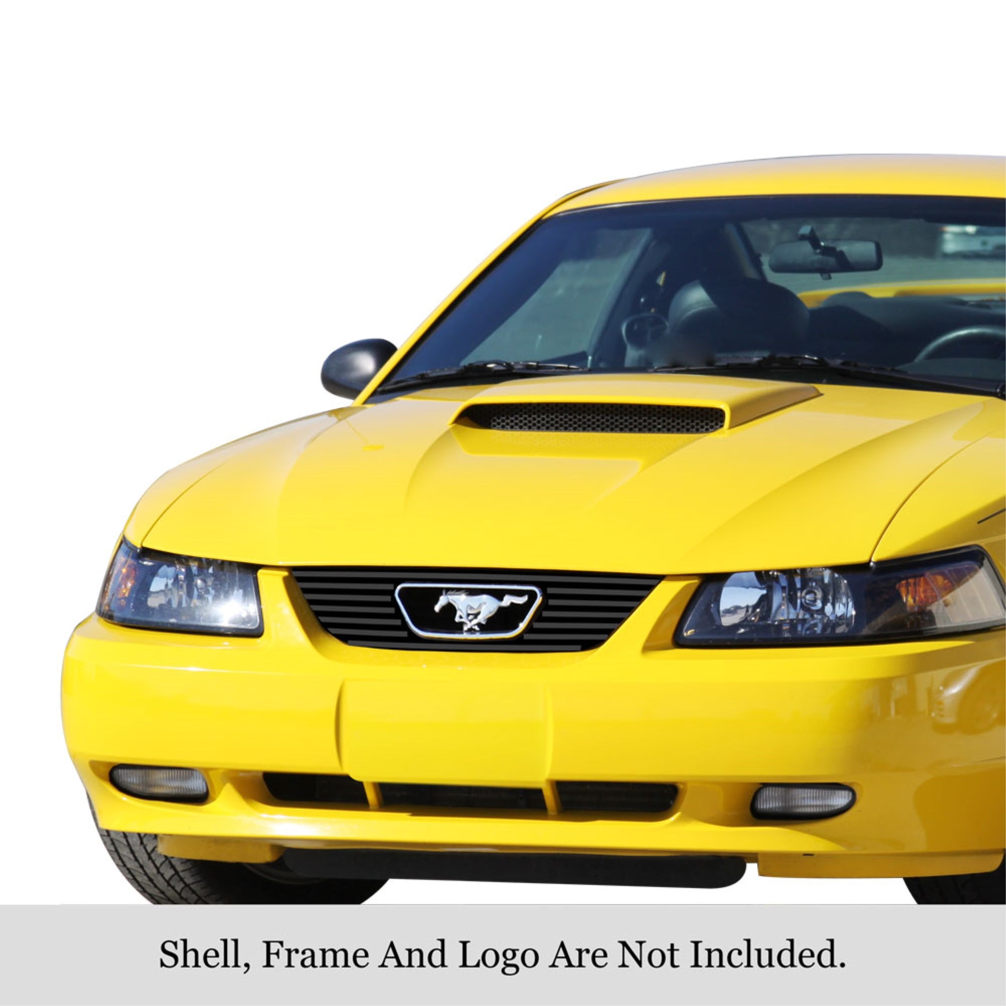 1999-2004 Ford Mustang V6 Gt V8  With Logo Show Stainless Steel Black Powder Coated Finish 8X6 Horizontal Billet Black Stainless Steel Billet Grille