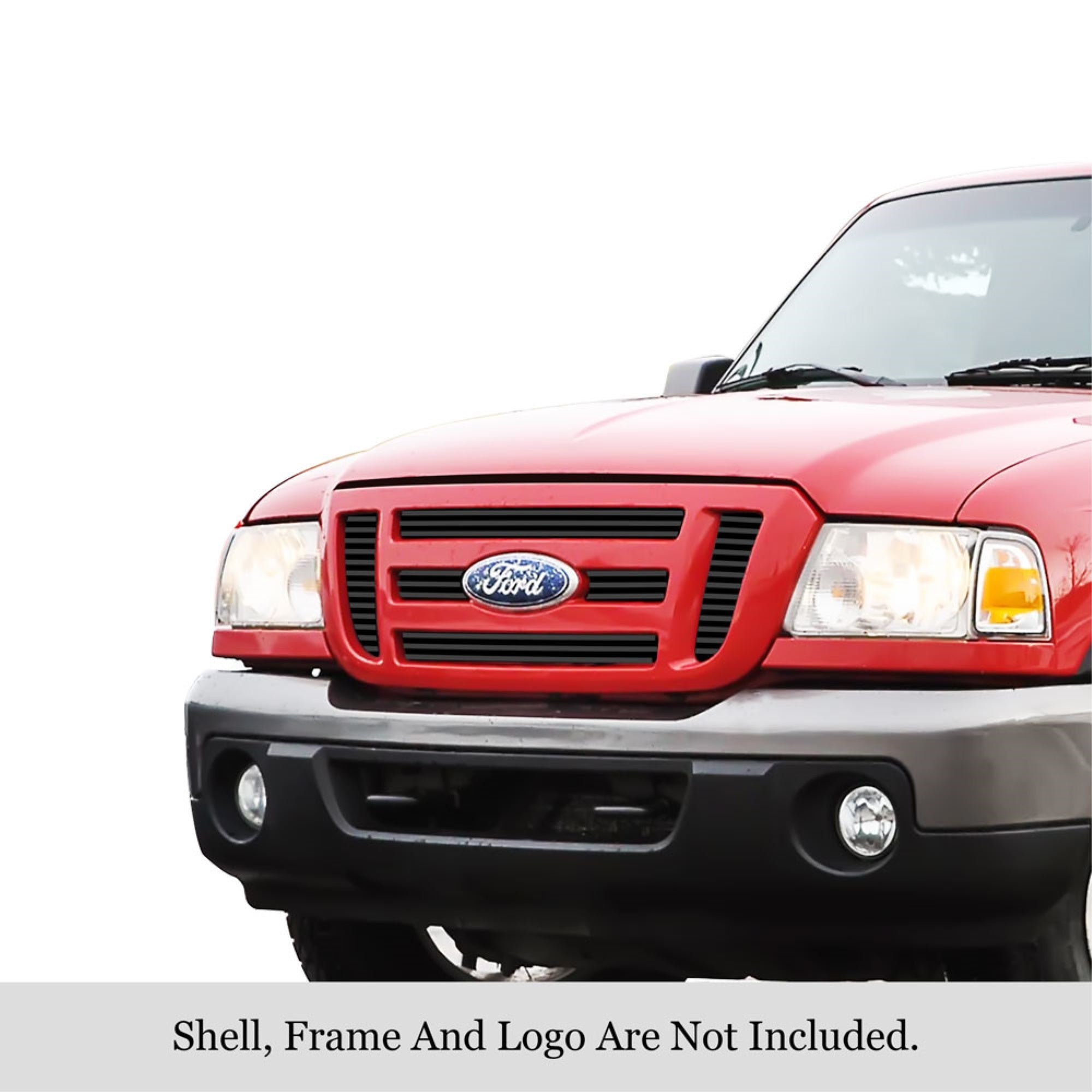 2006-2012 Ford Ranger Fx4 For 6 Panel Style/2006-2012 Ford Ranger Xl For 6 Panel Style/2006-2012 Ford Ranger Xlt For 6 Panel Style Stainless Steel Black Powder Coated Finish 8X6 Horizontal Billet Black Stainless Steel Billet Grille
