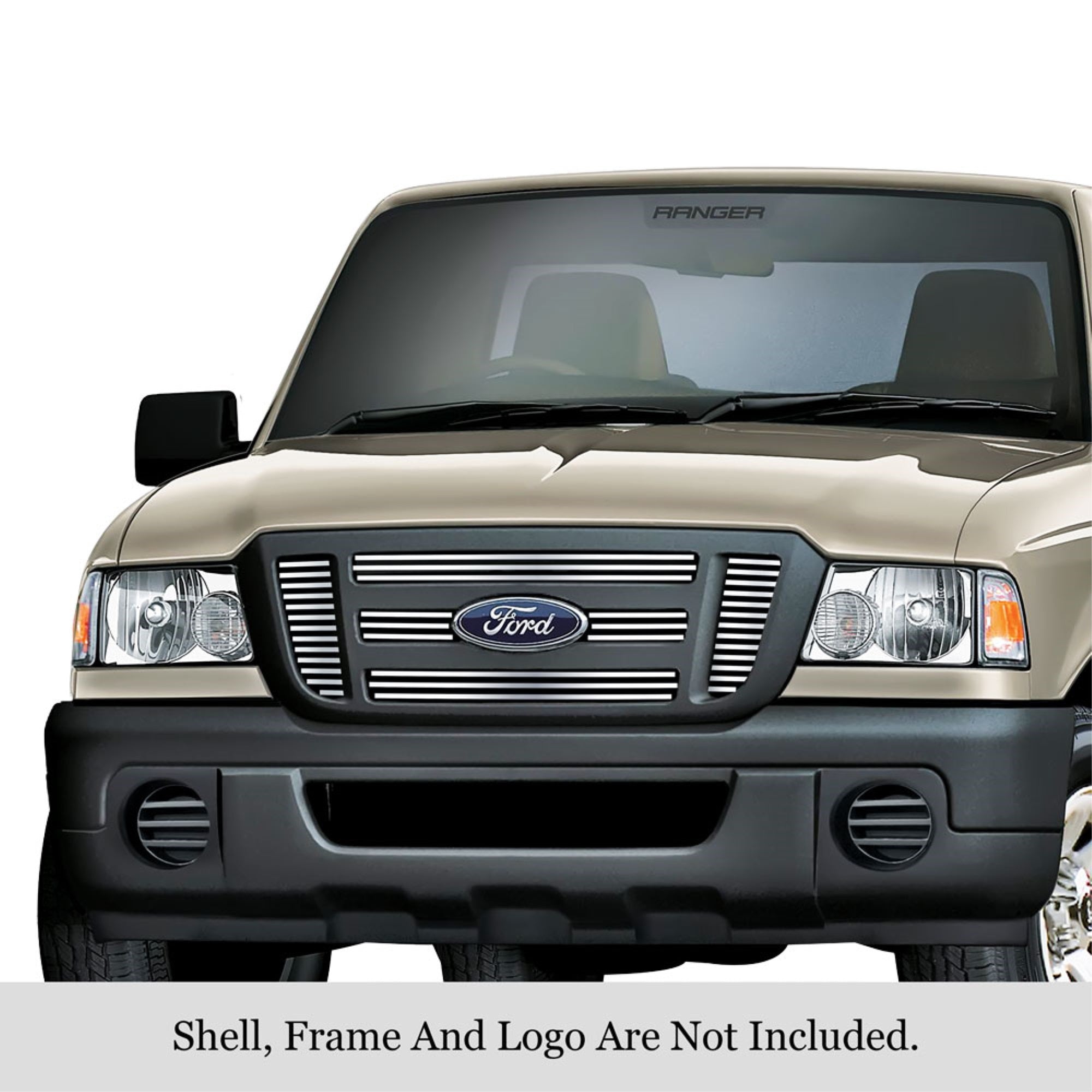 2006-2012 Ford Ranger Fx4 For 6 Panel Style/2006-2012 Ford Ranger Xl For 6 Panel Style/2006-2012 Ford Ranger Xlt For 6 Panel Style 304 Stainless Steel Polished Finish 8X6 Horizontal Billet Stainless Steel Billet Grille