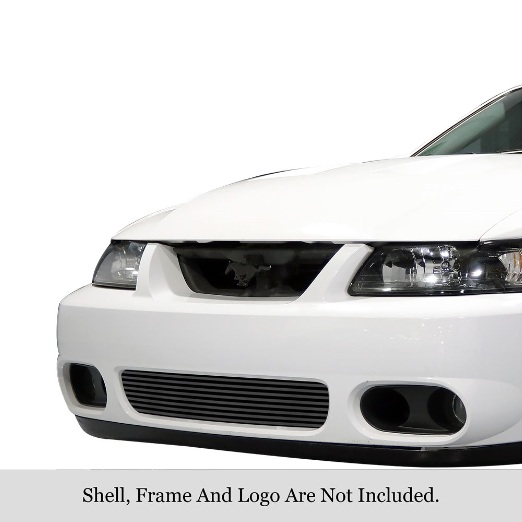2003-2004 Ford Mustang Svt Cobra Stainless Steel Black Powder Coated Finish 8X6 Horizontal Billet Black Stainless Steel Billet Grille