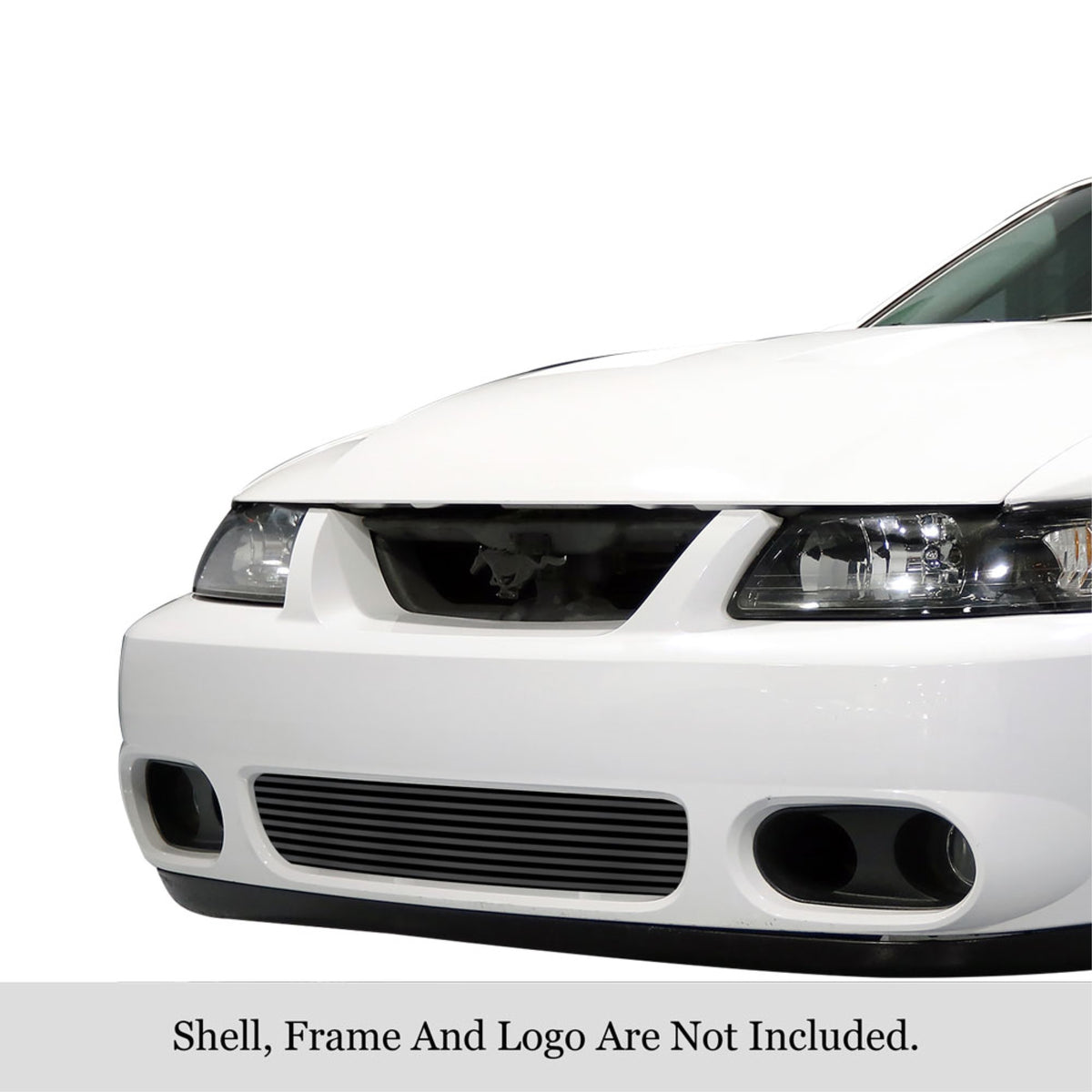 2003-2004 Ford Mustang Svt Cobra Stainless Steel Black Powder Coated Finish 8X6 Horizontal Billet Black Stainless Steel Billet Grille