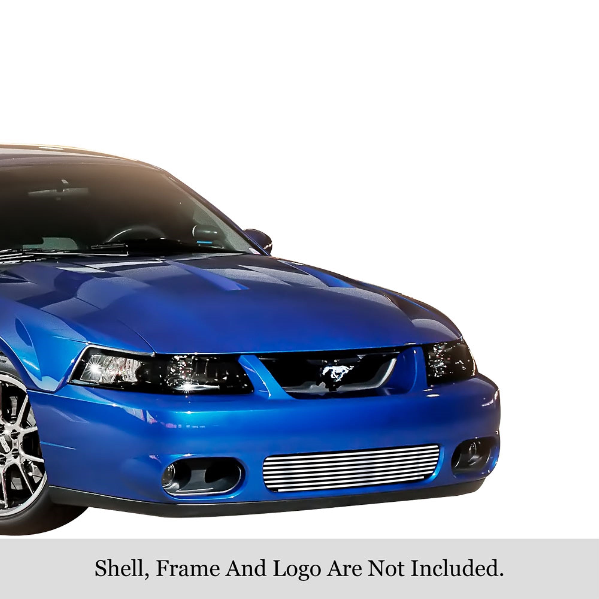 2003-2004 Ford Mustang Svt Cobra 304 Stainless Steel Polished Finish 8X6 Horizontal Billet Stainless Steel Billet Grille