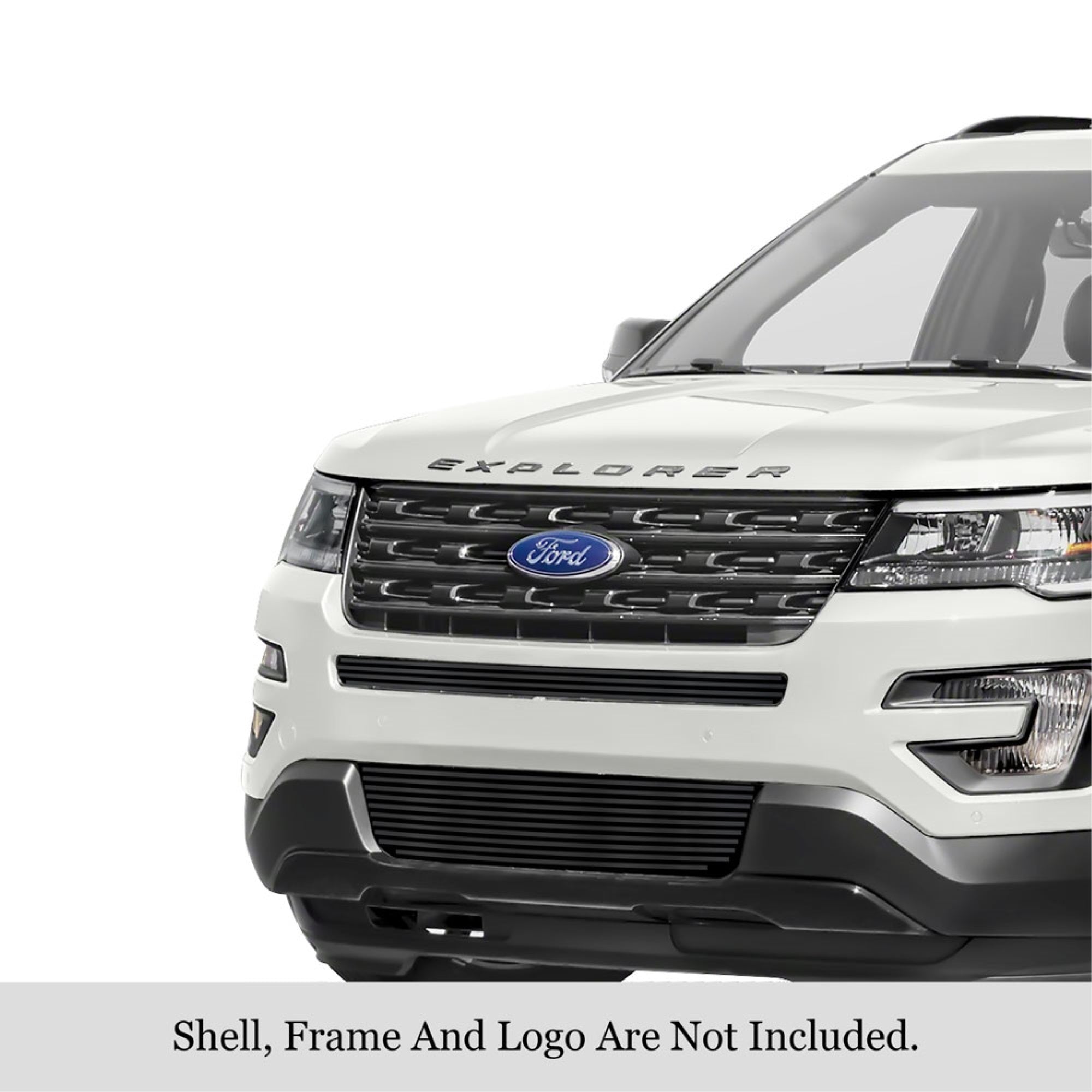 2016-2019 Ford Explorer Stainless Steel Black Powder Coated Finish 8X6 Horizontal Billet Black Stainless Steel Billet Grille