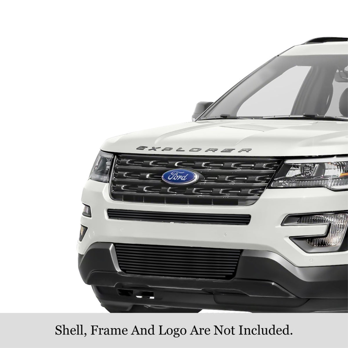 2016-2019 Ford Explorer Stainless Steel Black Powder Coated Finish 8X6 Horizontal Billet Black Stainless Steel Billet Grille