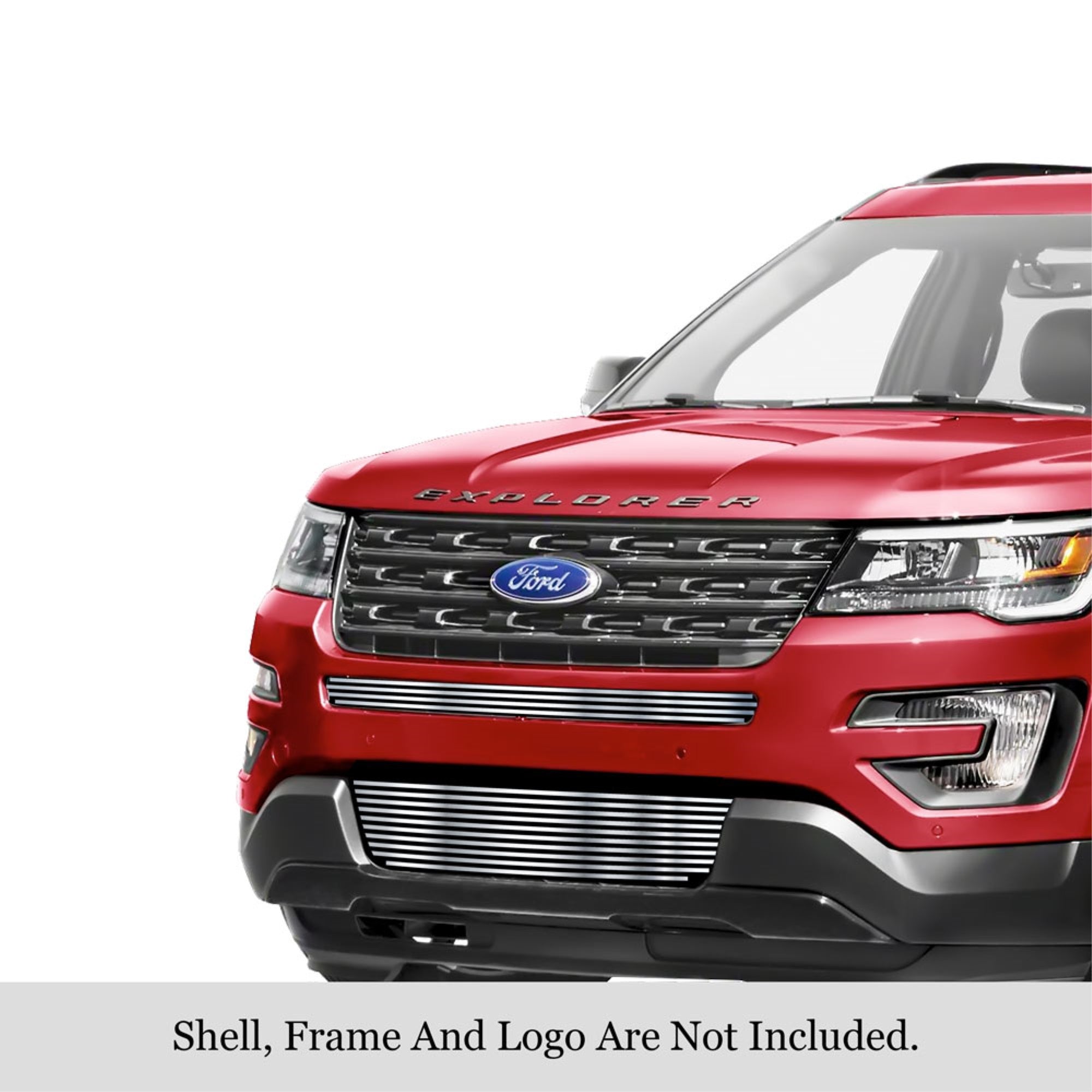 2016-2019 Ford Explorer 304 Stainless Steel Polished Finish 8X6 Horizontal Billet Stainless Steel Billet Grille