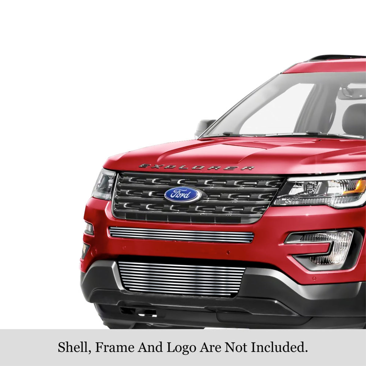2016-2019 Ford Explorer 304 Stainless Steel Polished Finish 8X6 Horizontal Billet Stainless Steel Billet Grille