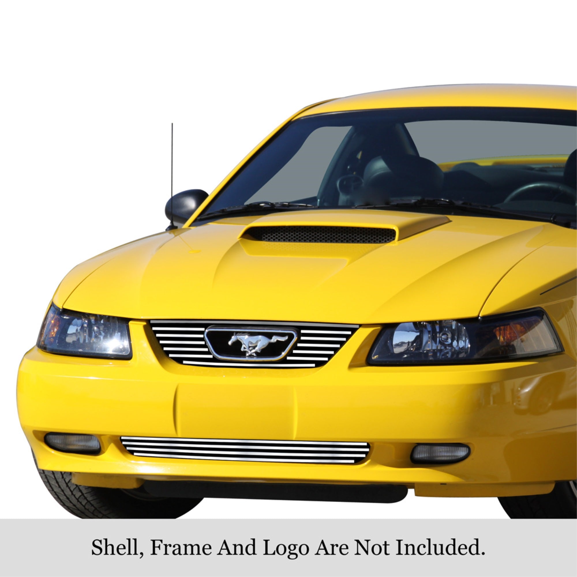 1999-2004 Ford Mustang V6 V8 Gt With Logo Show Stainless Steel Silver Hairline Finish Finish 8X6 Horizontal Billet Stainless Steel Billet Grille