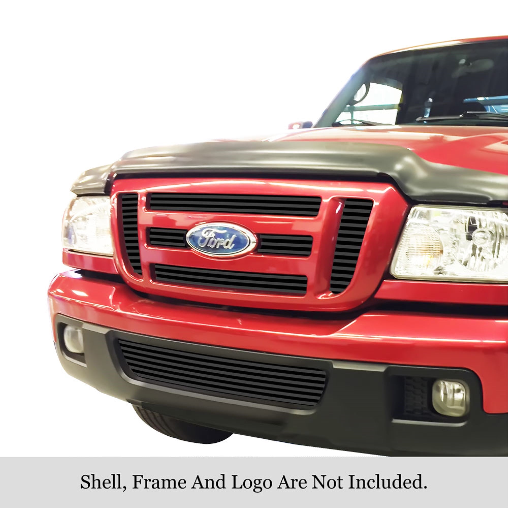 2006-2012 Ford Ranger Fx4 /2006-2012 Ford Ranger Xl /2006-2012 Ford Ranger Xlt Stainless Steel Black Powder Coated Finish 8X6 Horizontal Billet Black Stainless Steel Billet Grille