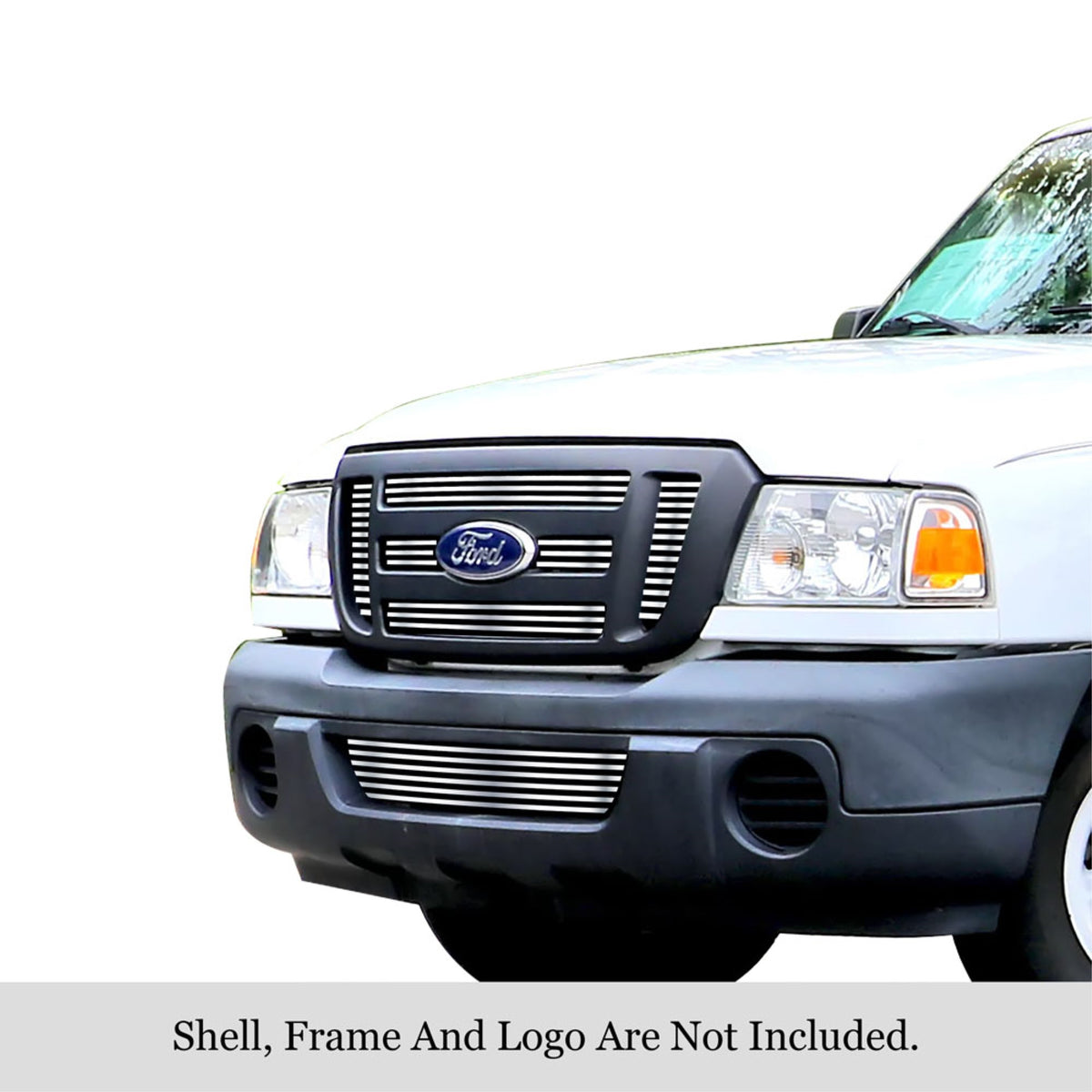 2006-2012 Ford Ranger Fx4 /2006-2012 Ford Ranger Xl /2006-2012 Ford Ranger Xlt 304 Stainless Steel Polished Finish 8X6 Horizontal Billet Stainless Steel Billet Grille