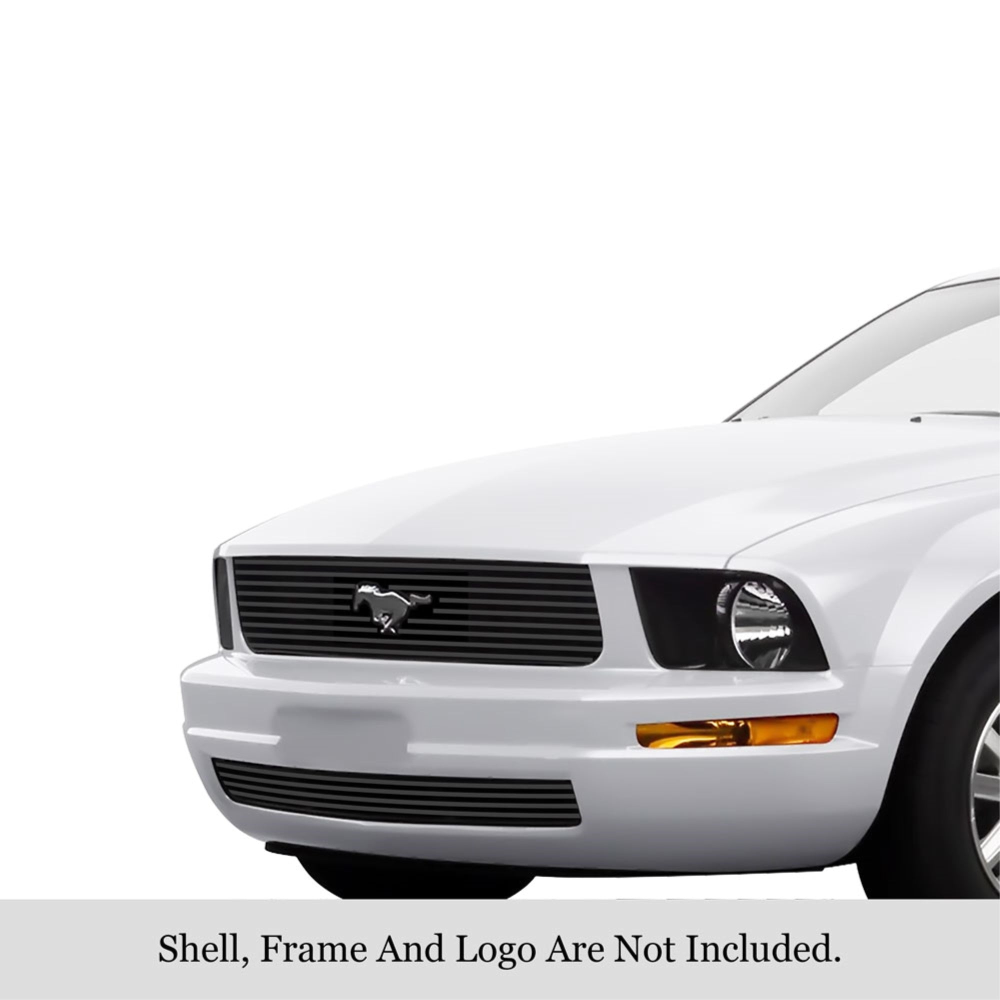 2005-2009 Ford Mustang V6 Stainless Steel Black Powder Coated Finish 8X6 Horizontal Billet Black Stainless Steel Billet Grille