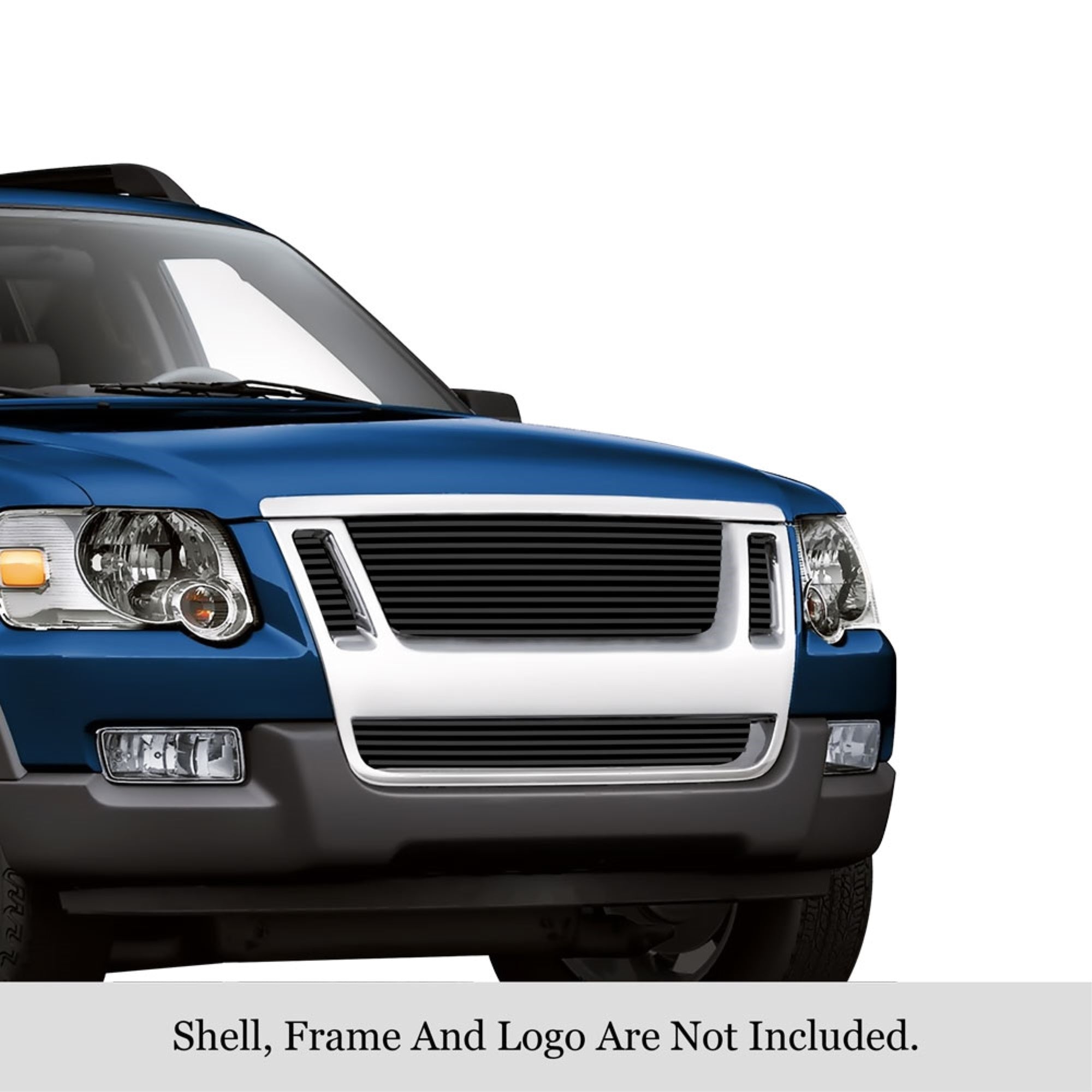2007-2010 Ford Explorer Sport Trac Not For Adrenalin Stainless Steel Black Powder Coated Finish 8X6 Horizontal Billet Black Stainless Steel Billet Grille