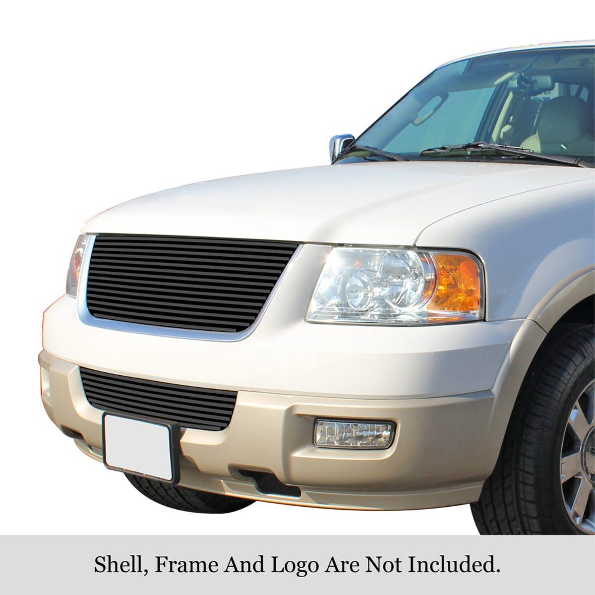 2003-2006 Ford Expedition Stainless Steel Black Powder Coated Finish 8X6 Horizontal Billet Black Stainless Steel Billet Grille
