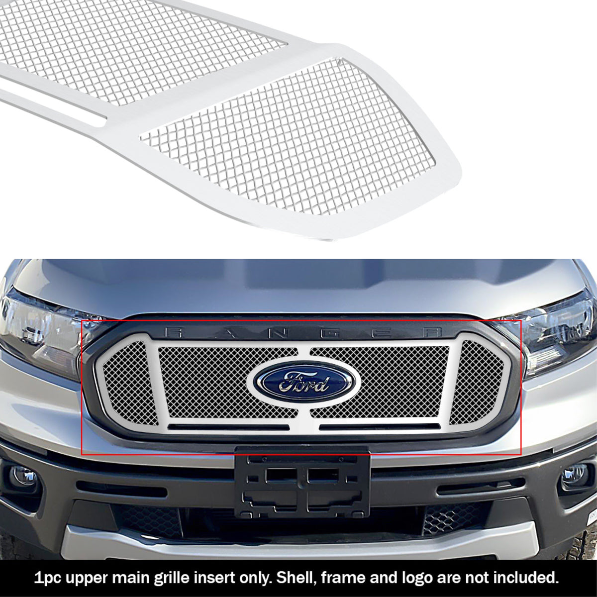2019-2022 Ford Ranger Not For Lariat Model Stainless Steel Polished Finish 1.8 Mm Wire Mesh Mesh Grille