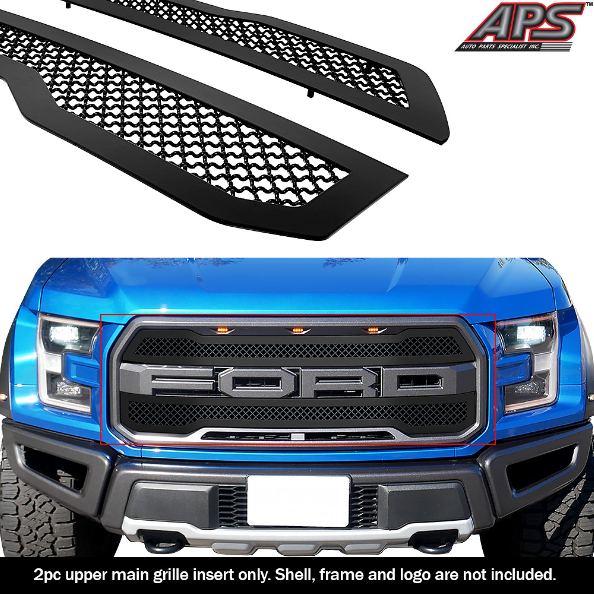 2017-2020 Ford F-150 Raptor Stainless Steel Black Powder Coated Finish 2.5Mm Wire Mesh Black Wire Mesh Grille