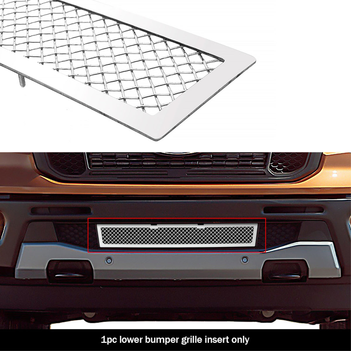 2019-2022 Ford Ranger Without Adaptive Cruise Control Stainless Steel Chrome Finish 1.8Mm Wire Mesh Mesh Grille