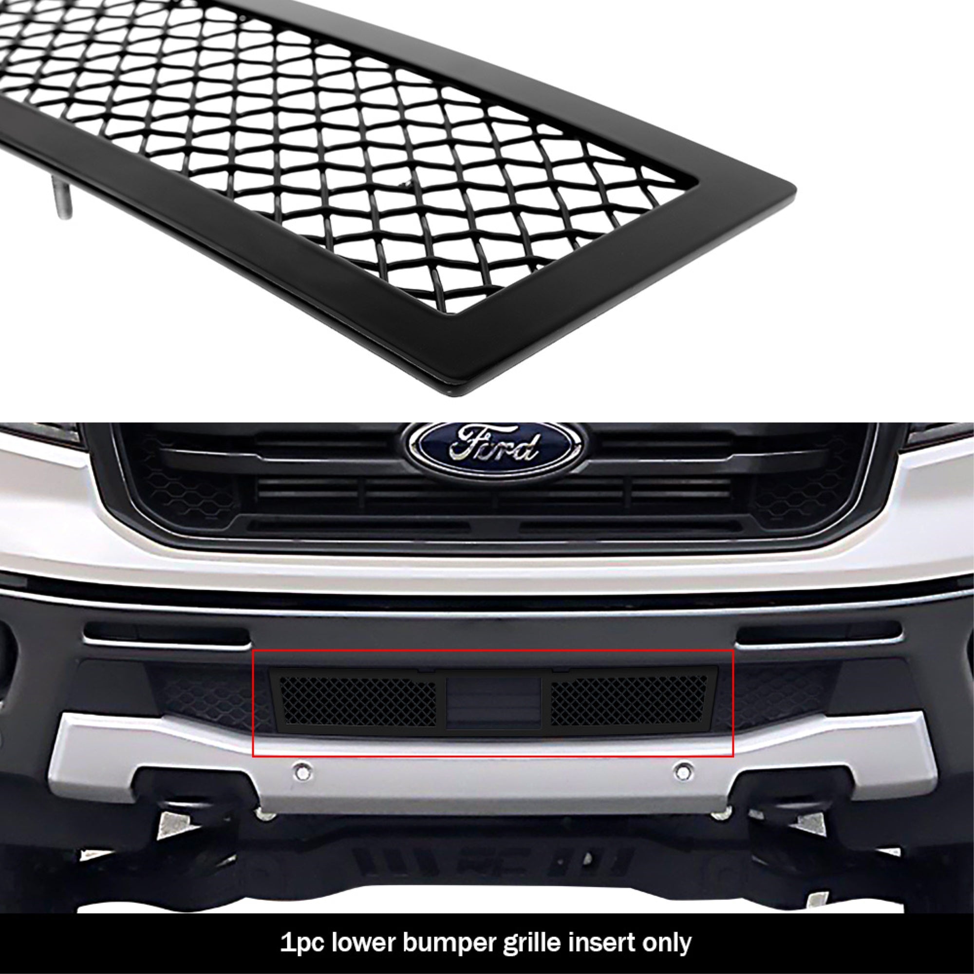 2019-2022 Ford Ranger With Adaptive Cruise Control Stainless Steel Black Powder Coated Finish 1.8Mm Wire Mesh Black Wire Mesh Grille