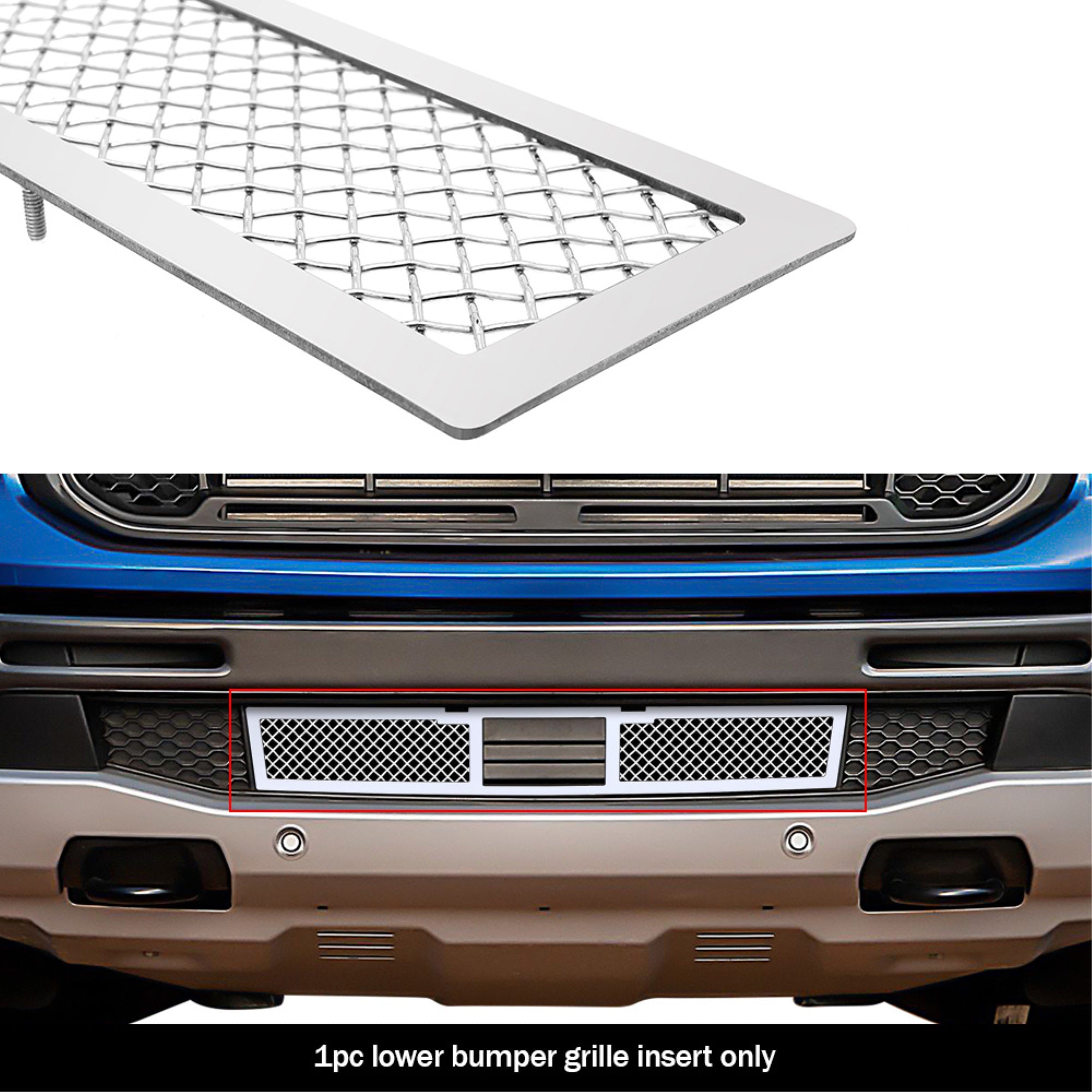 2019-2022 Ford Ranger With Adaptive Cruise Control Stainless Steel Chrome Finish 1.8Mm Wire Mesh Mesh Grille
