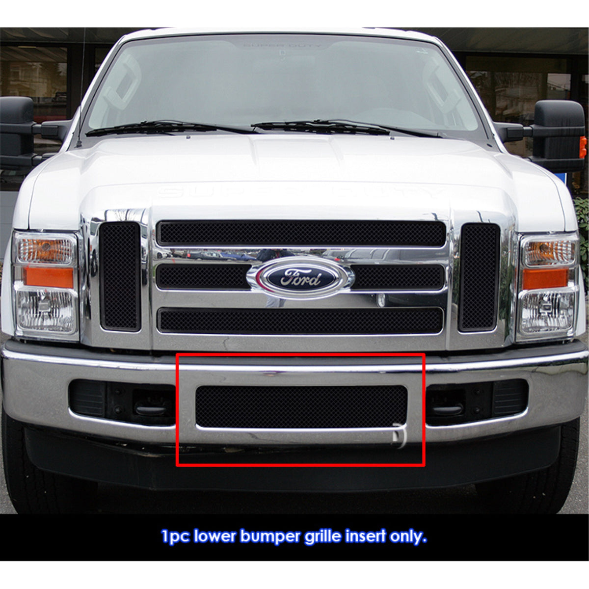 2008-2010 Ford F-250 /2008-2010 Ford F-350 /2008-2010 Ford F-450 /2008-2010 Ford F-550 Stainless Steel Black Powder Coated Finish 1.8 Mm Wire Mesh Black Wire Mesh Grille