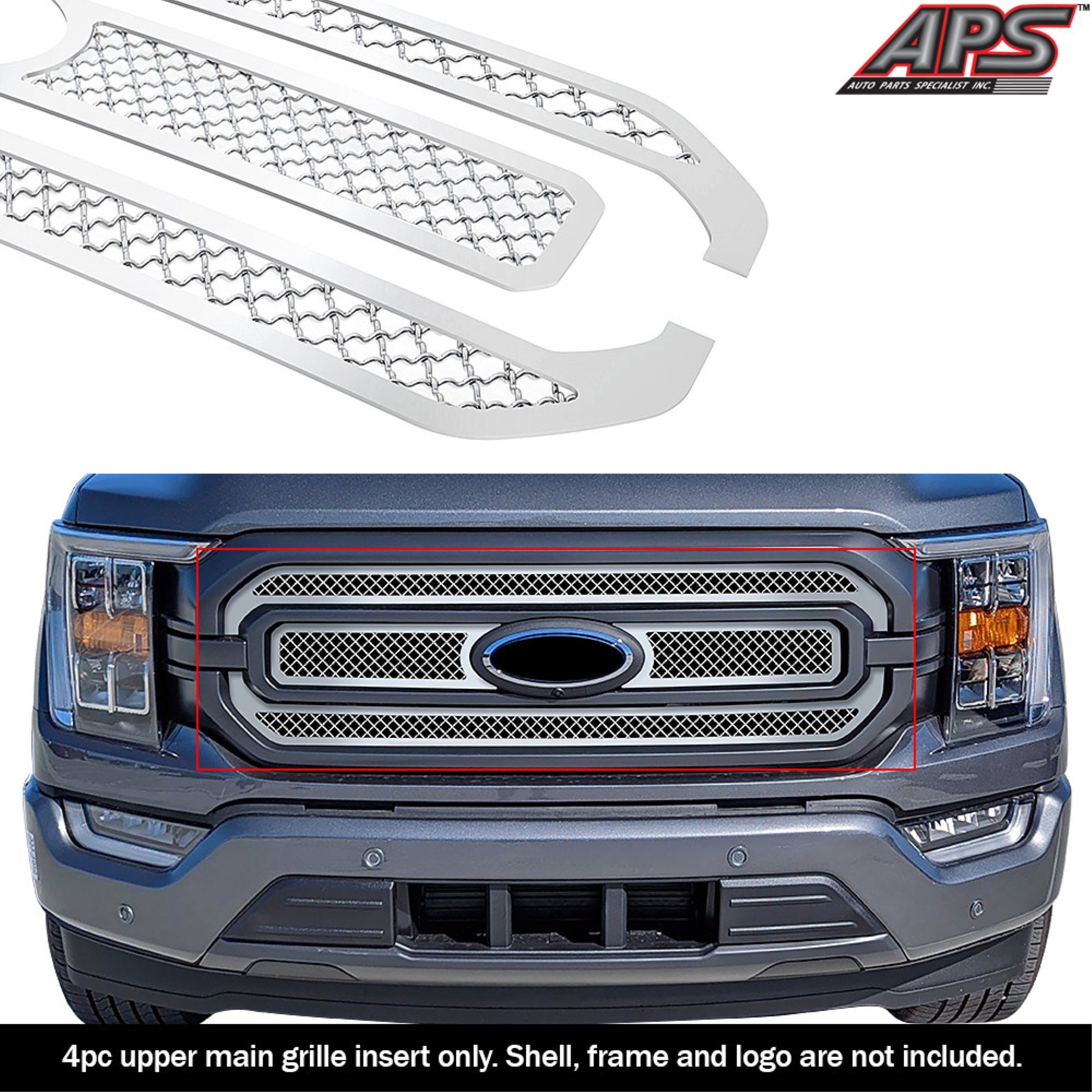 2021-2022 Ford F-150 Xl/ 2022 Ford F-150 Xlt Stainless Steel Chrome Finish 2.5Mm Wire Mesh Mesh Grille