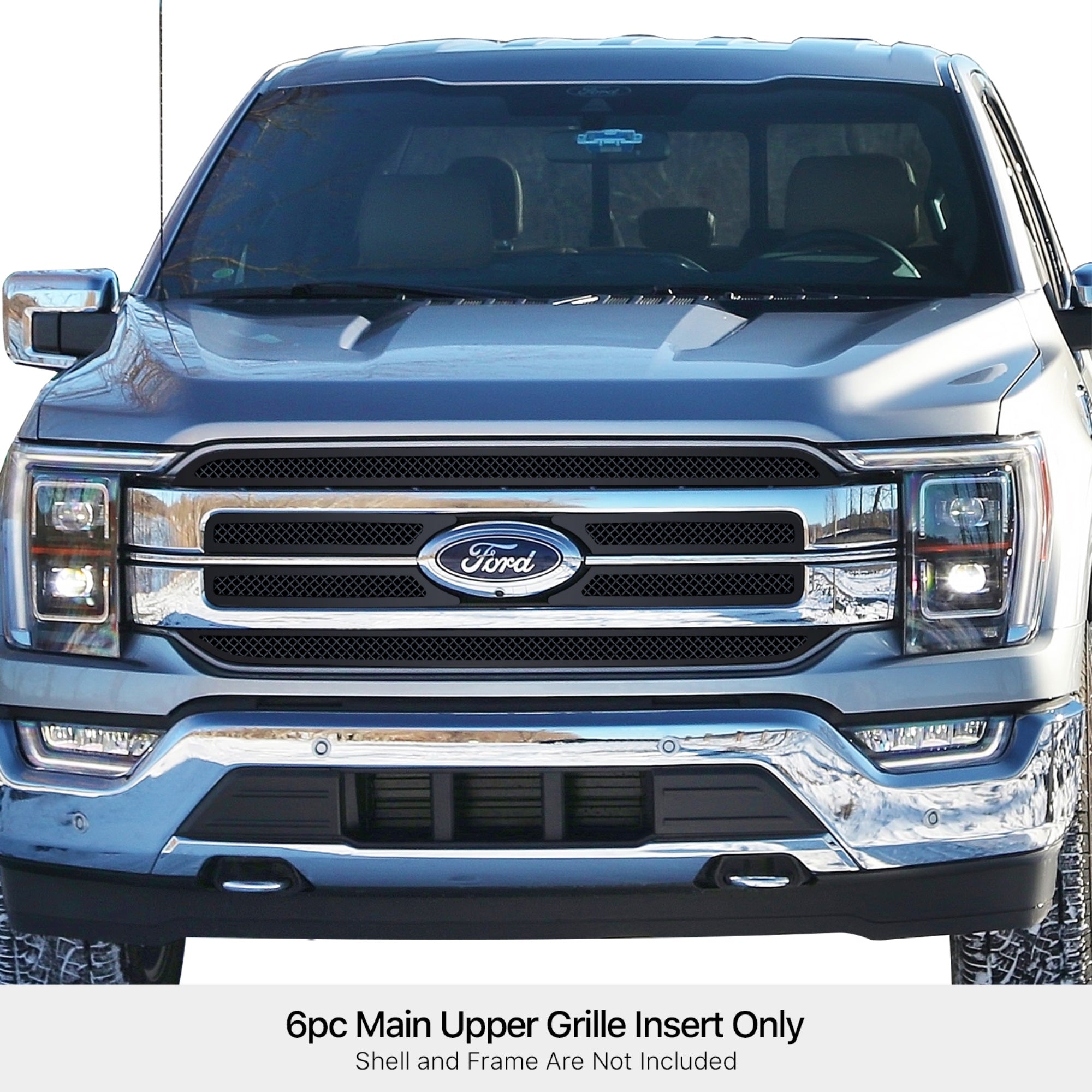 Stainless Steel Main Upper Black Wire Mesh Grille 2021-2023 Ford F-150 Lariat