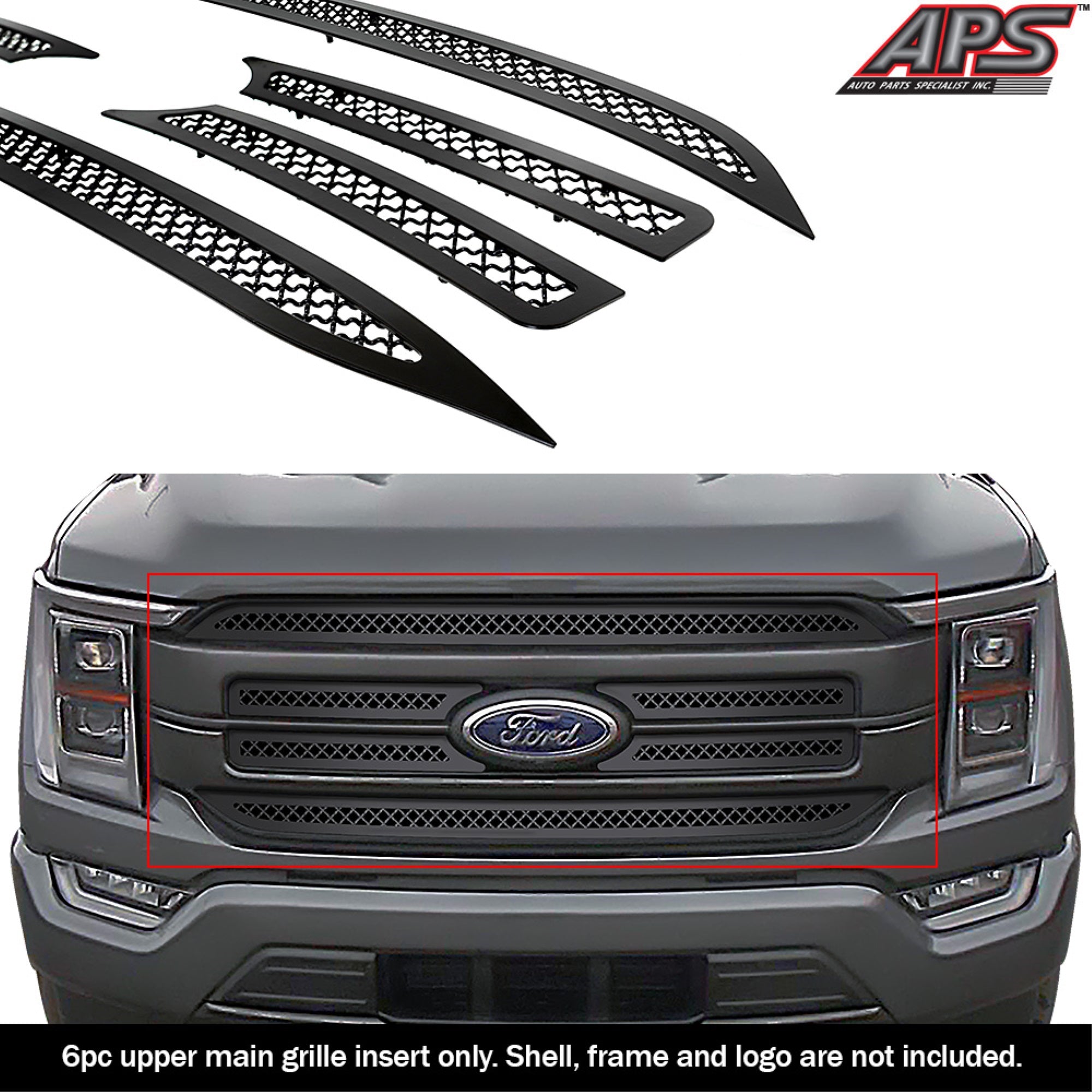 2021-2022 Ford F-150 Lariat Stainless Steel Black Powder Coated Finish 2.5Mm Wire Mesh Black Wire Mesh Grille
