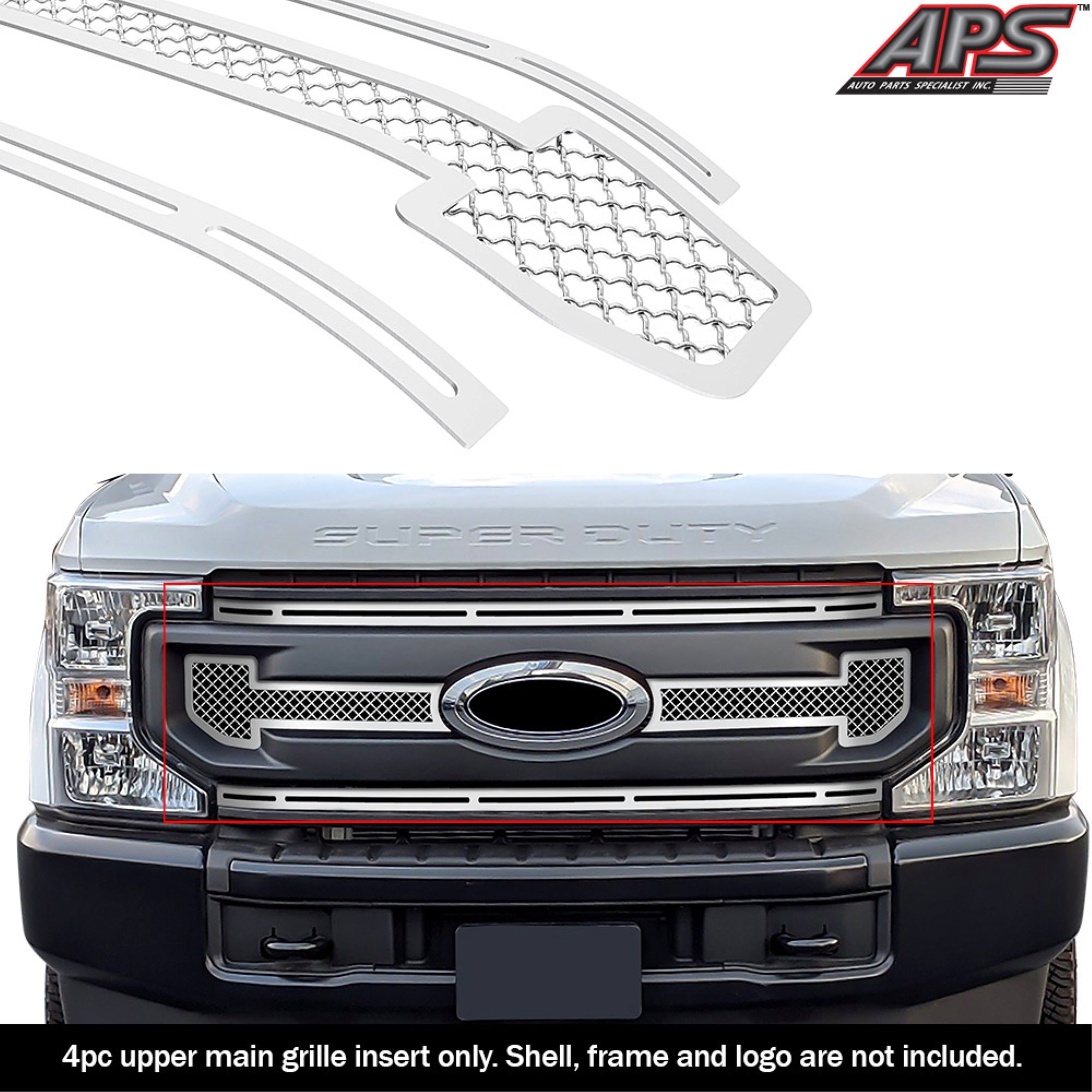2020-2021 Ford F-250 Xl/ 2020-2021 Ford F-250 Xlt/ 2020-2021 Ford F-350 Xl/ 2020-2021 Ford F-350 Xlt Stainless Steel Chrome Finish 2.5Mm Wire Mesh Mesh Grille