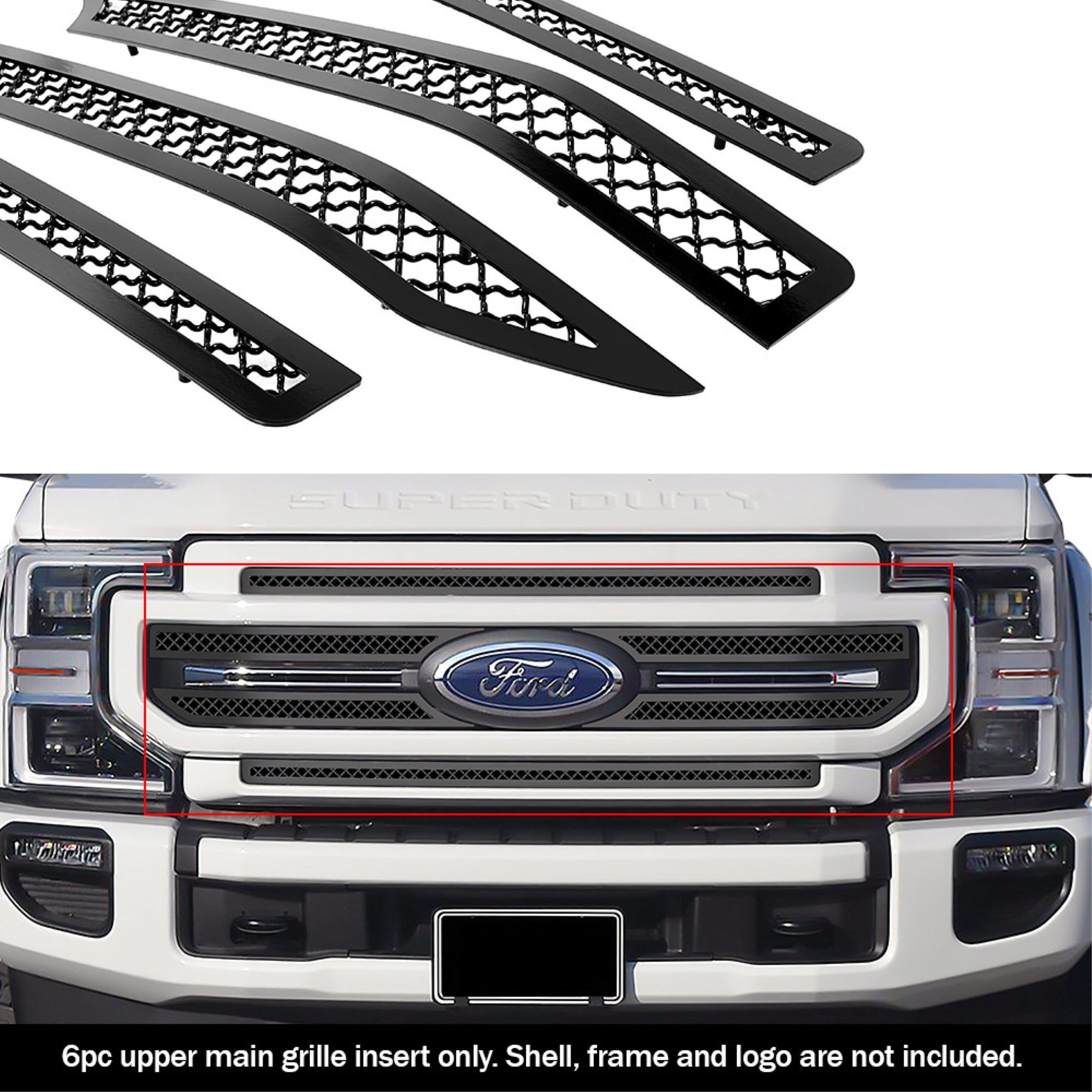 2020-2022 Ford F-250 Lariat/ 2020-2022 Ford F-350 Lariat Stainless Steel Black Powder Coated Finish 2.5Mm Wire Mesh Black Wire Mesh Grille
